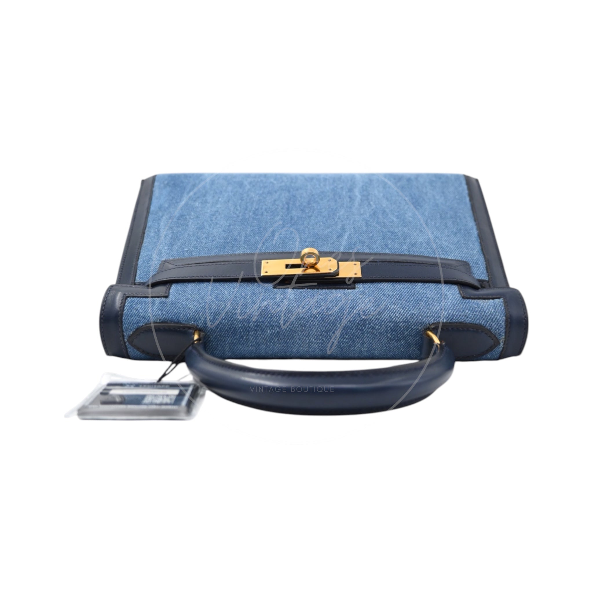 [Pre-owned] Hermes Kelly 28 Navy and Denim Blue GHW Stamp Circle L