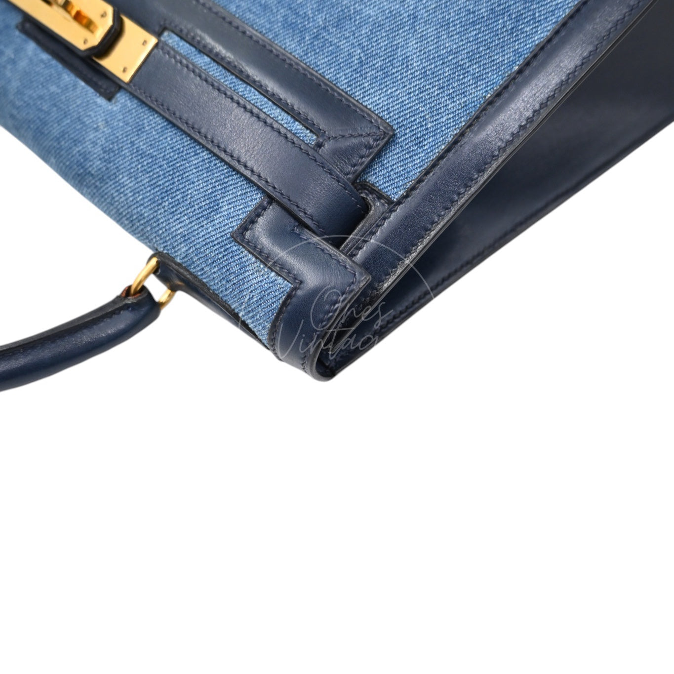 [Pre-owned] Hermes Kelly 28 Navy and Denim Blue GHW Stamp Circle L