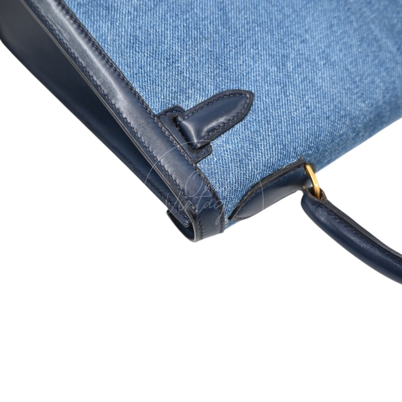 [Pre-owned] Hermes Kelly 28 Navy and Denim Blue GHW Stamp Circle L