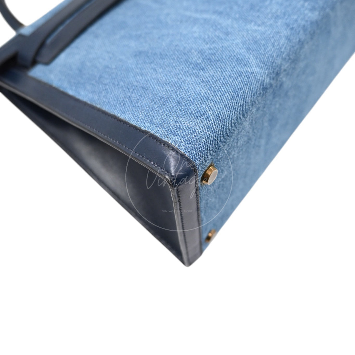 [Pre-owned] Hermes Kelly 28 Navy and Denim Blue GHW Stamp Circle L