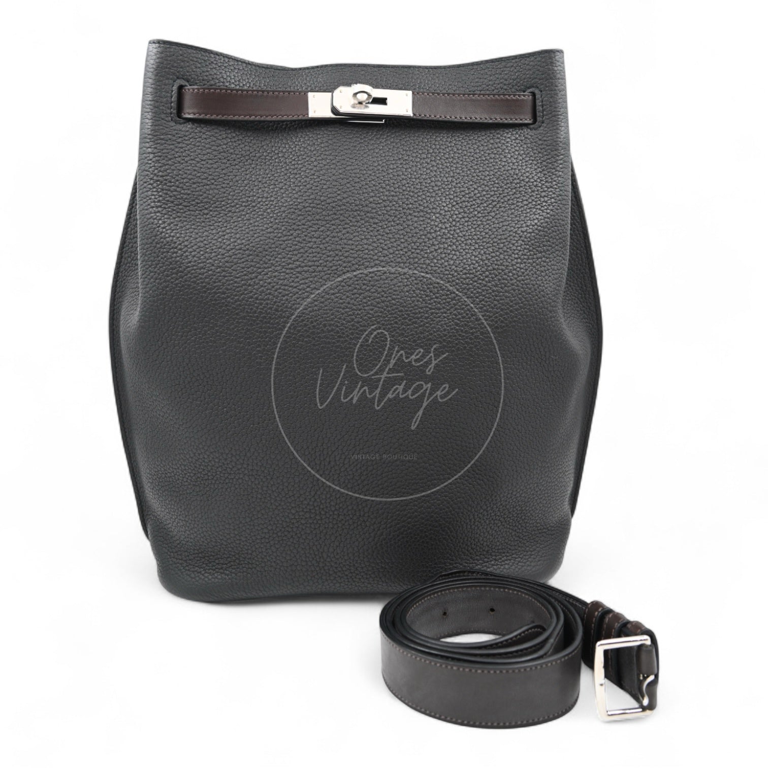 [Pre-owned] Hermes So Kelly 26 Togo PHW Noir Shoulder Bag Stamp T