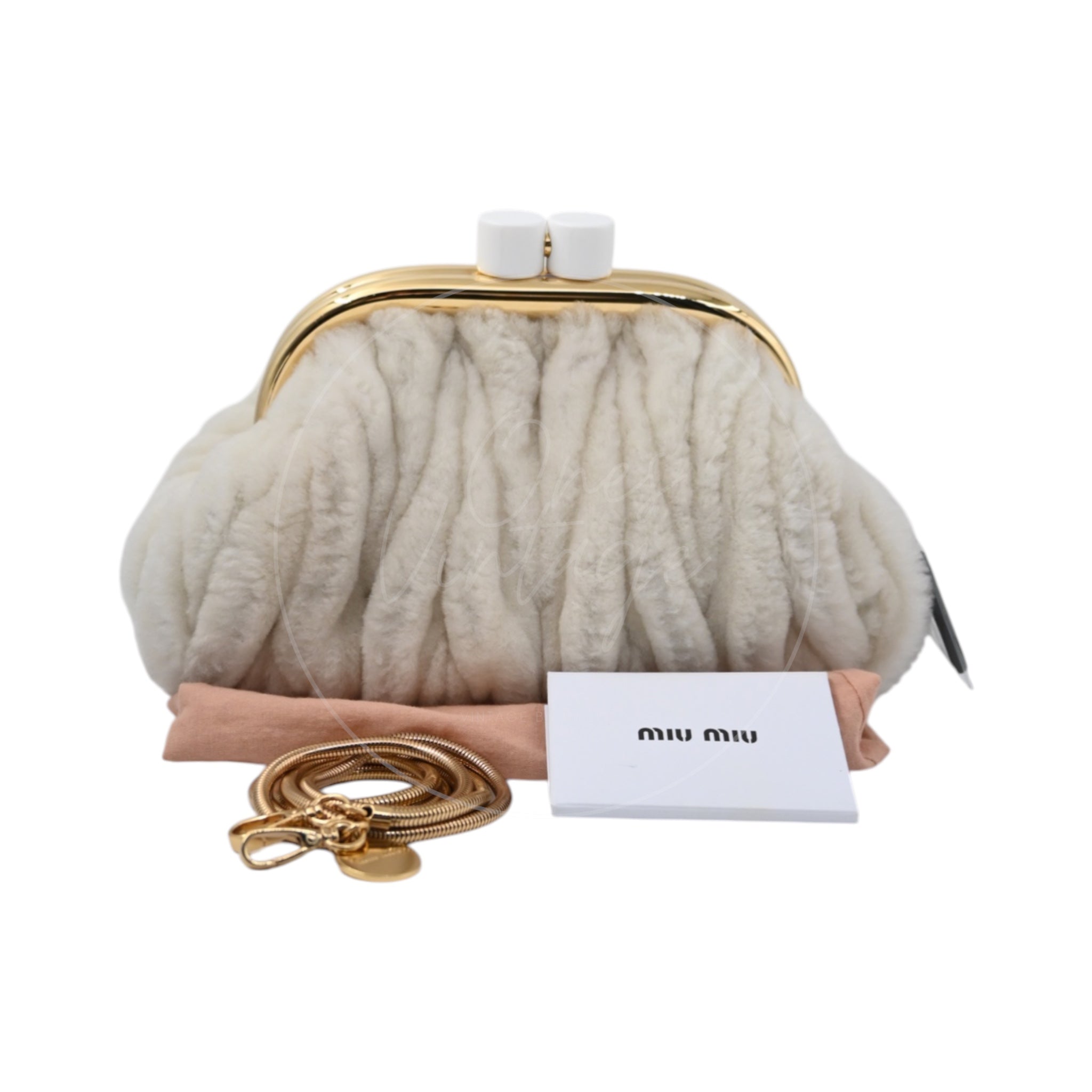 [Pre-owned] Miu Miu Belle White Shearling Bag