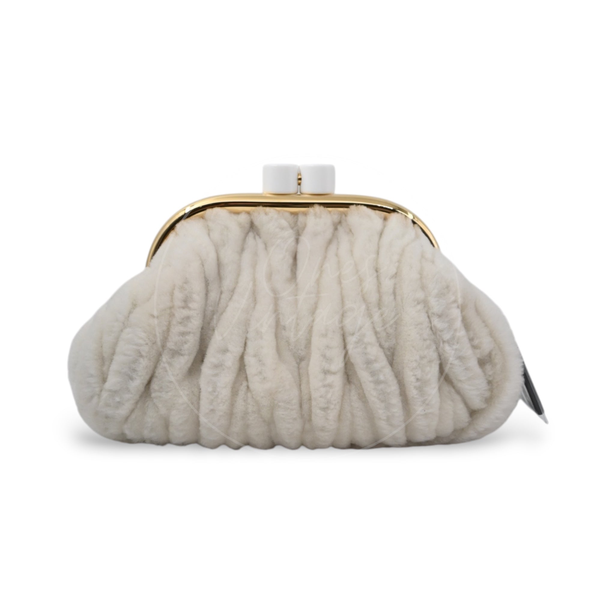 [Pre-owned] Miu Miu Belle White Shearling Bag