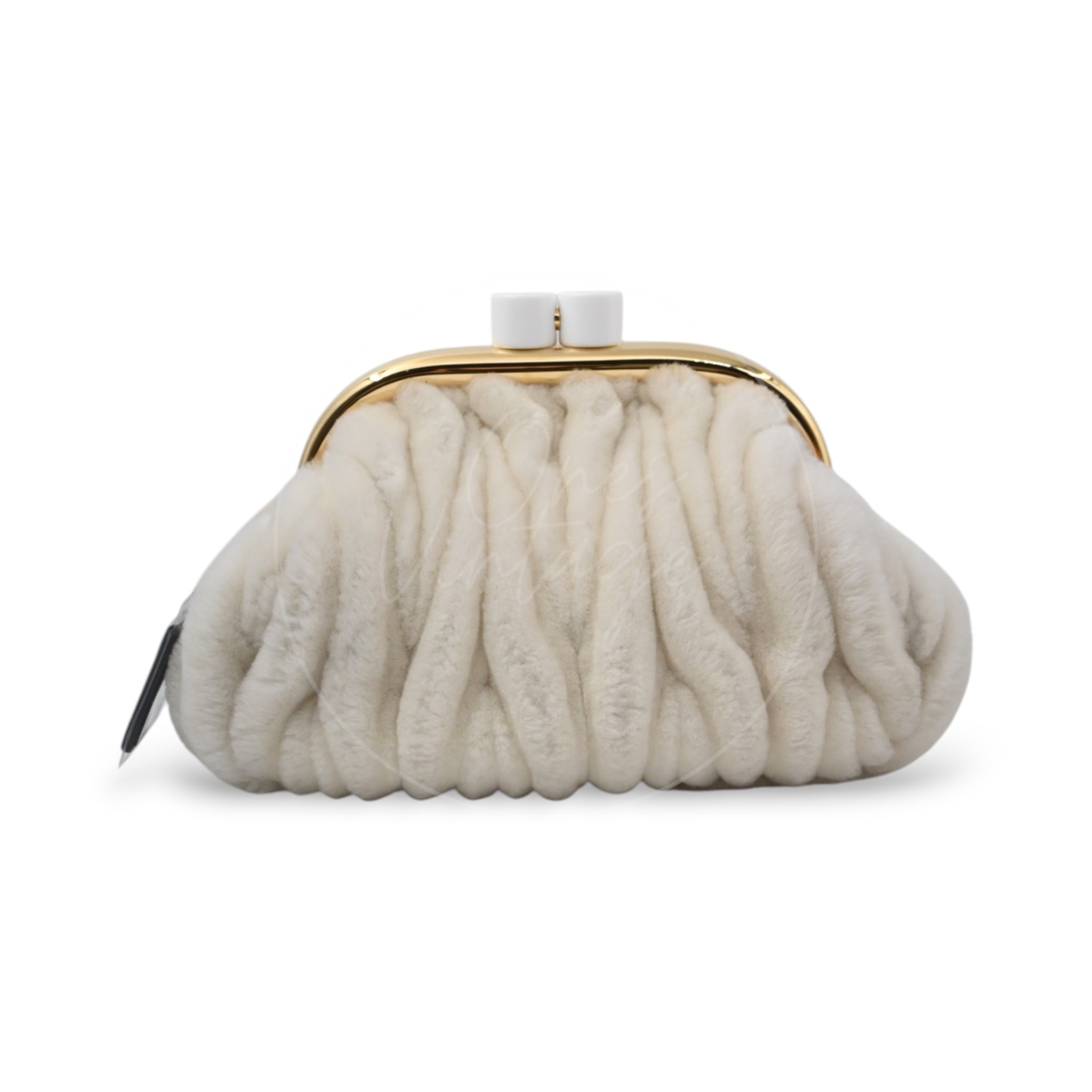 [Pre-owned] Miu Miu Belle White Shearling Bag