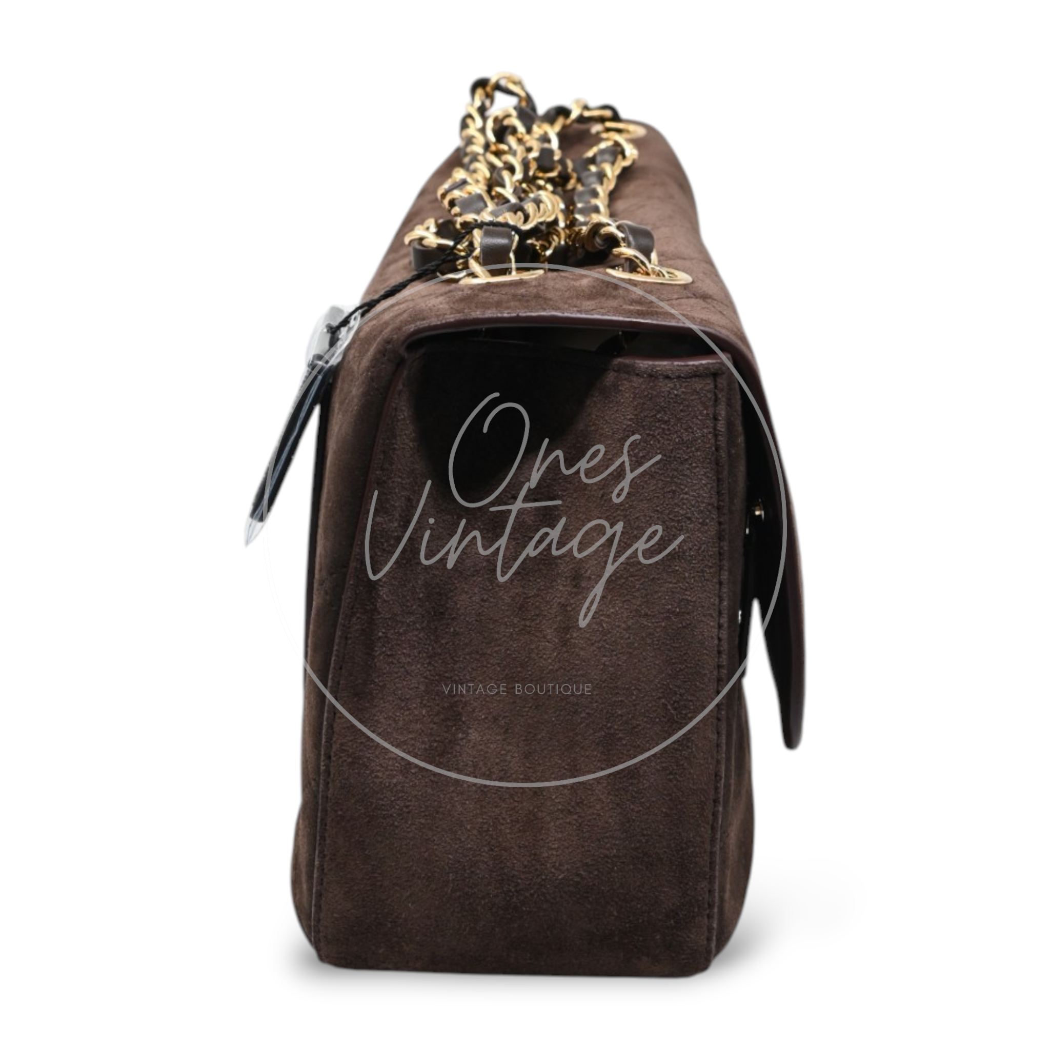 Chanel Maxi Flap Bag 32cm Suede GHW Dark Brown Series NU