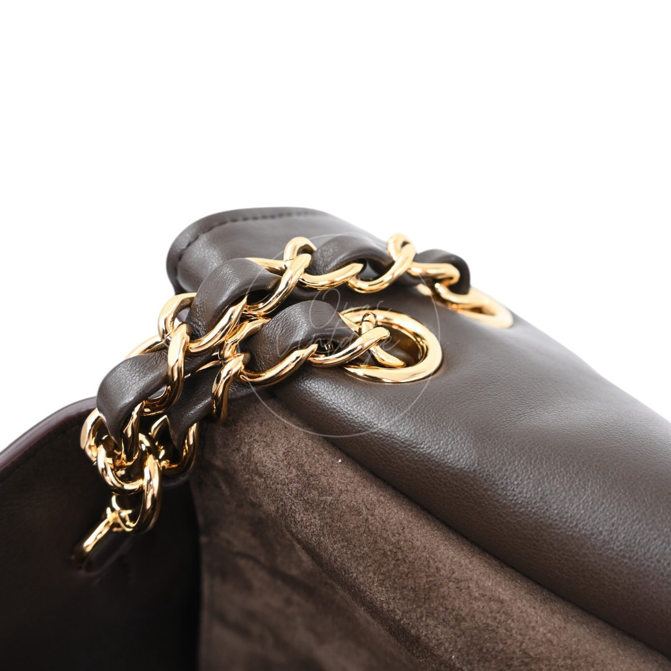 Chanel Maxi Flap Bag 32cm Suede GHW Dark Brown Series NU