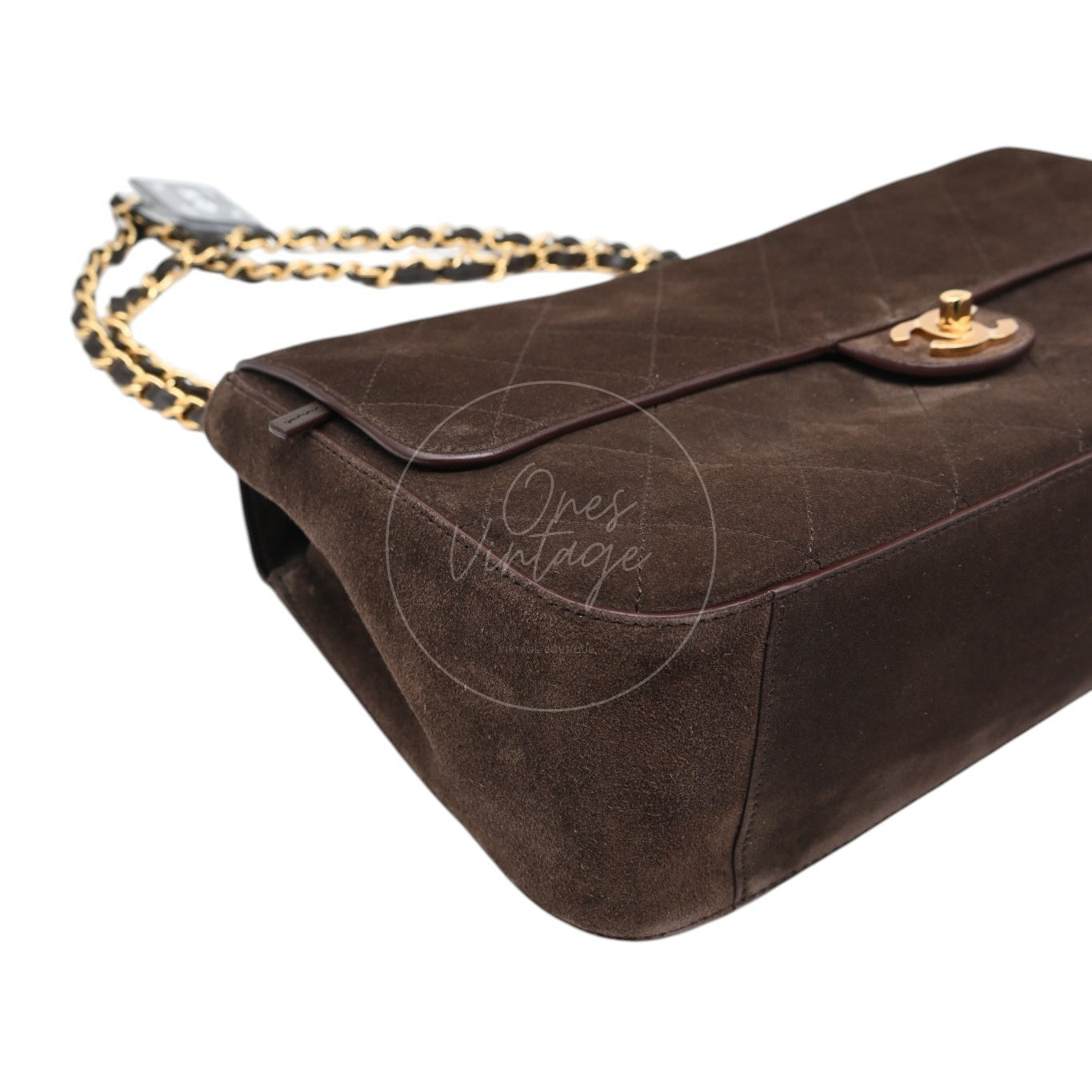 Chanel Maxi Flap Bag 32cm Suede GHW Dark Brown Series NU