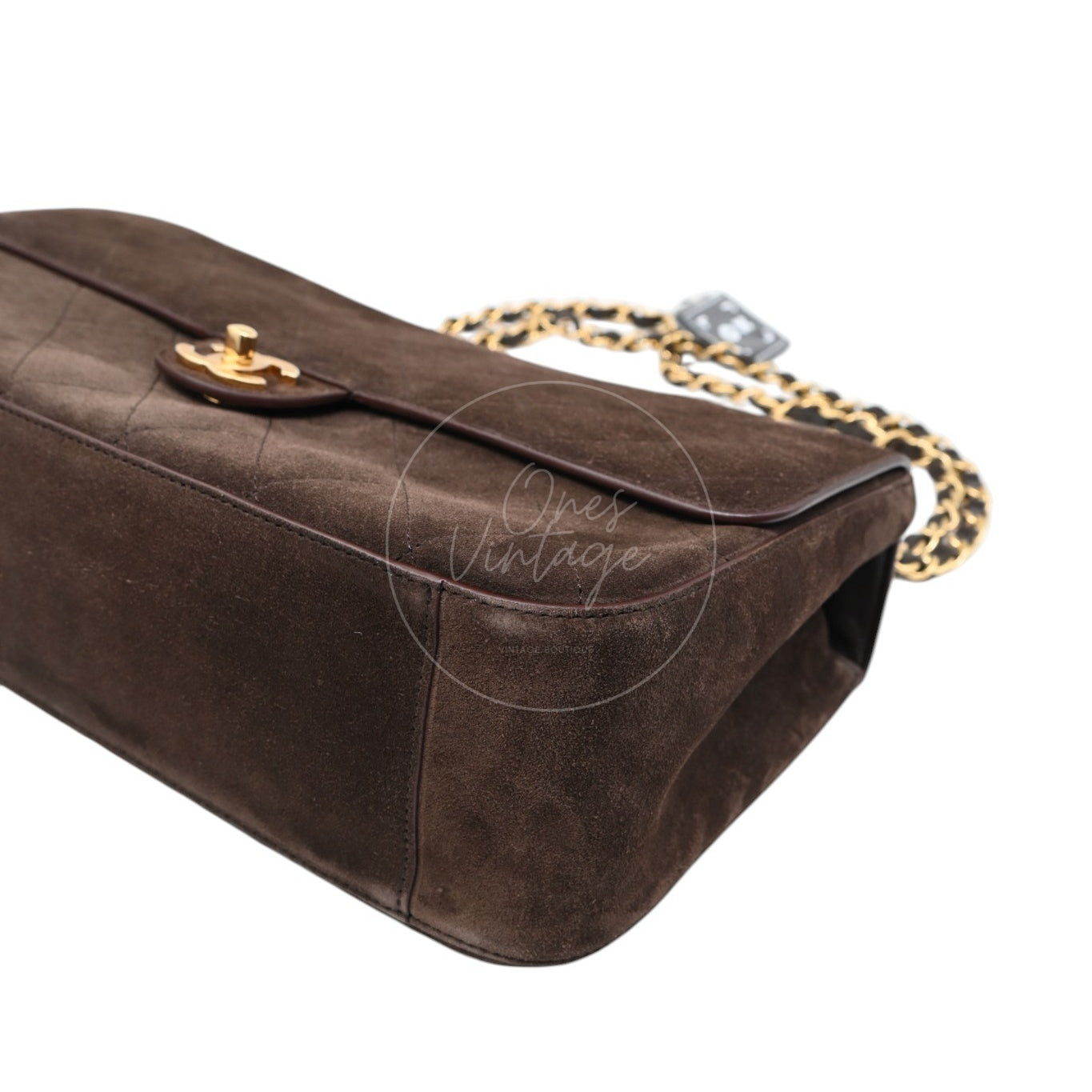 Chanel Maxi Flap Bag 32cm Suede GHW Dark Brown Series NU