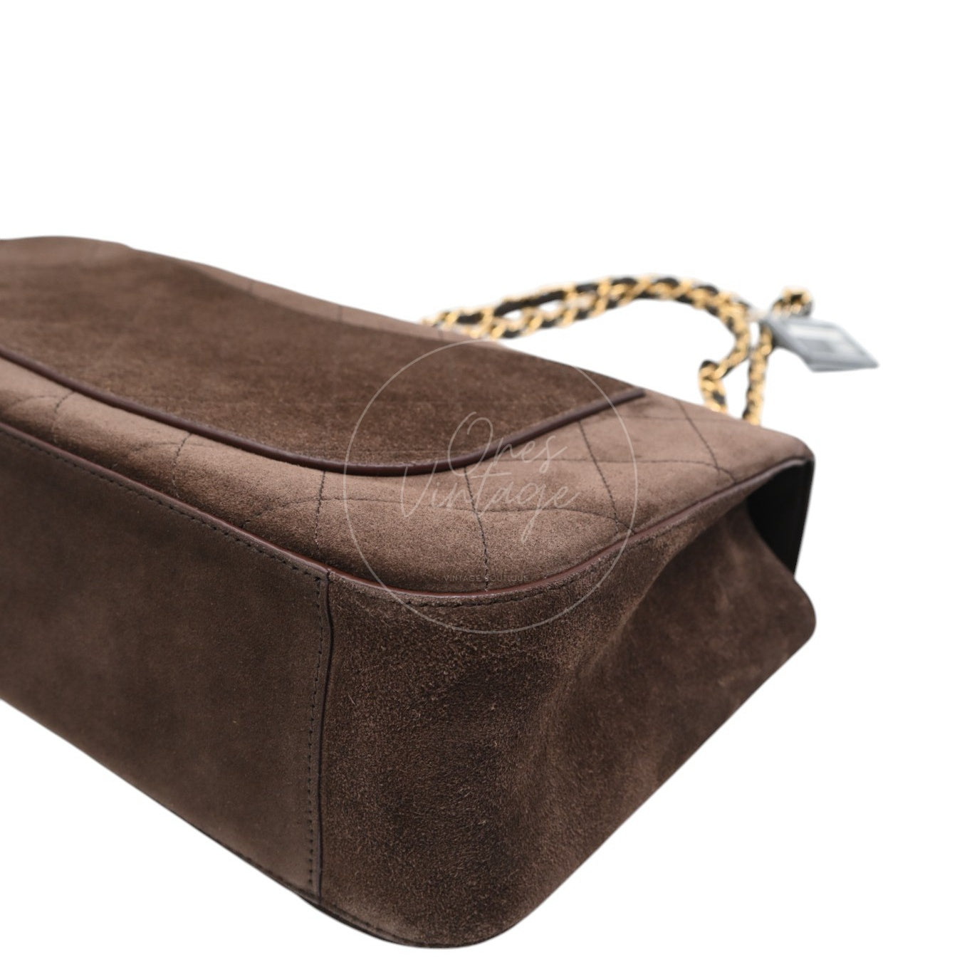 Chanel Maxi Flap Bag 32cm Suede GHW Dark Brown Series NU