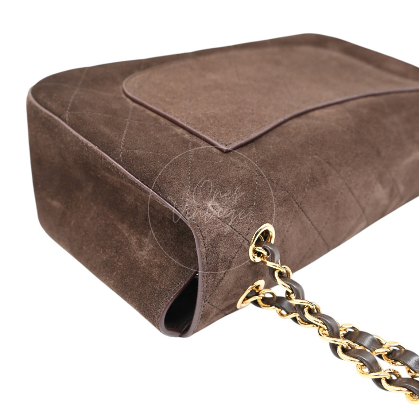 Chanel Maxi Flap Bag 32cm Suede GHW Dark Brown Series NU
