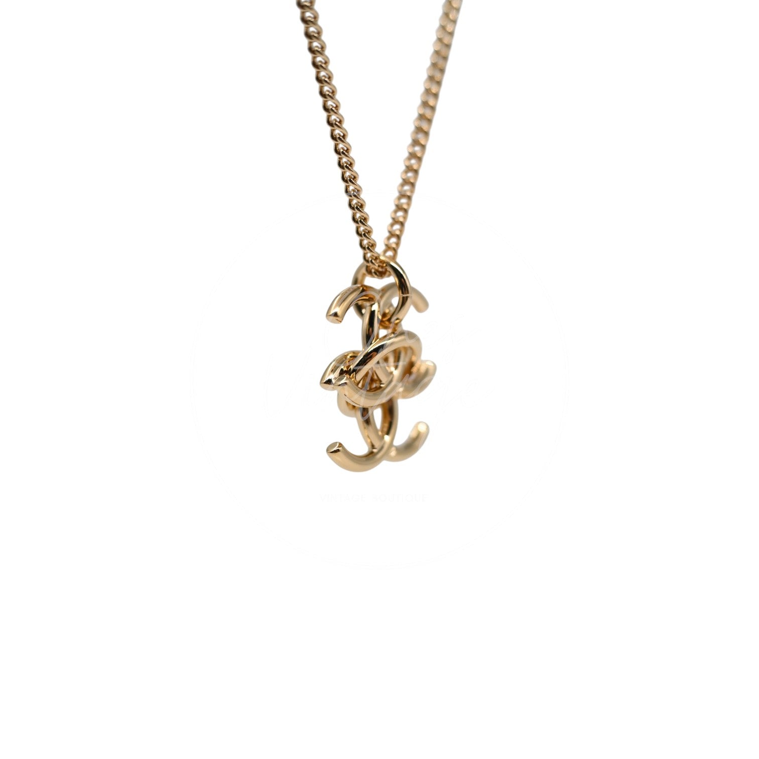 Chanel Interlocking CC Pendant Necklace GHW Gold 26A