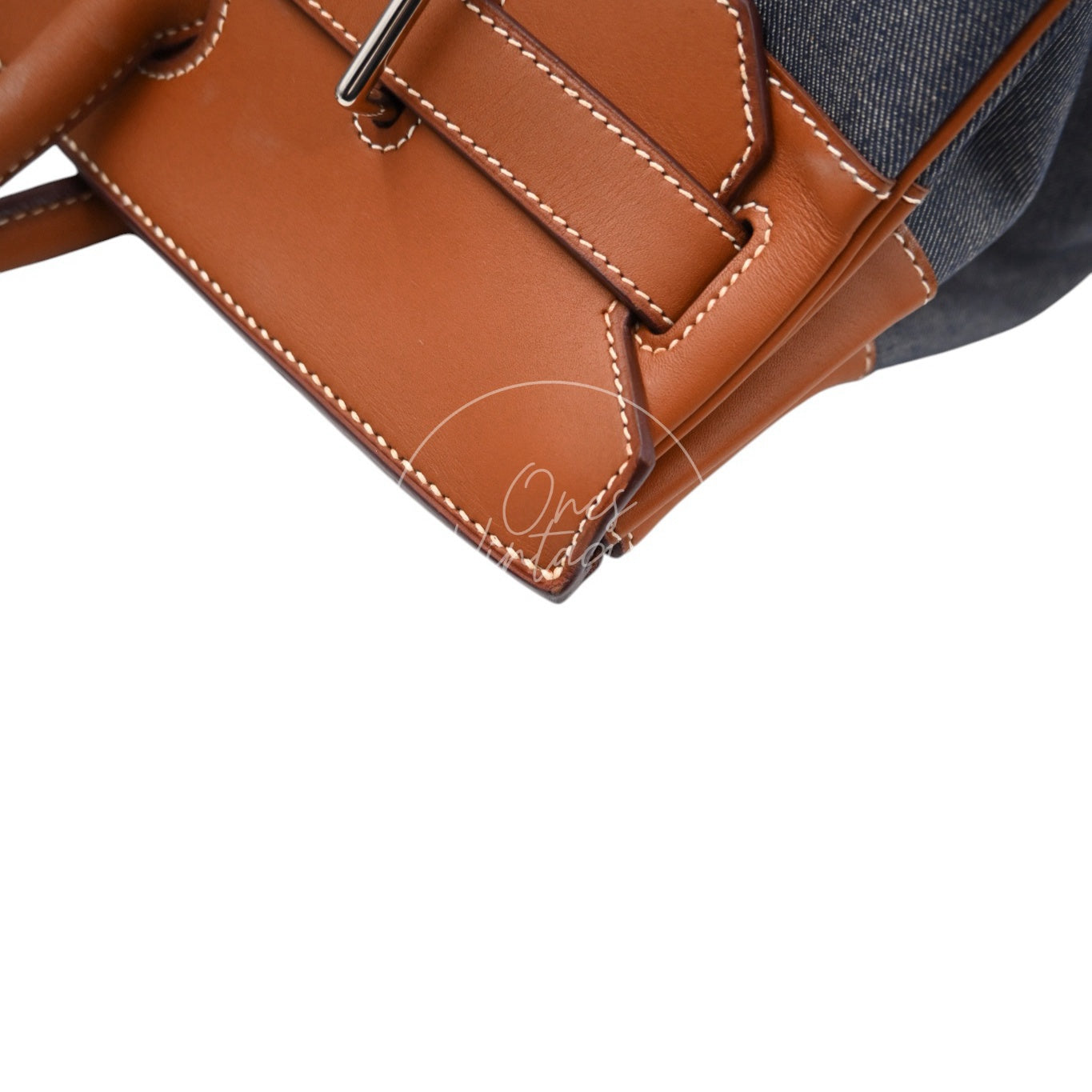 [Pre-owned] Hermes Birkin Shoulder Denim x Barenia Stamp Square I PHW Bag