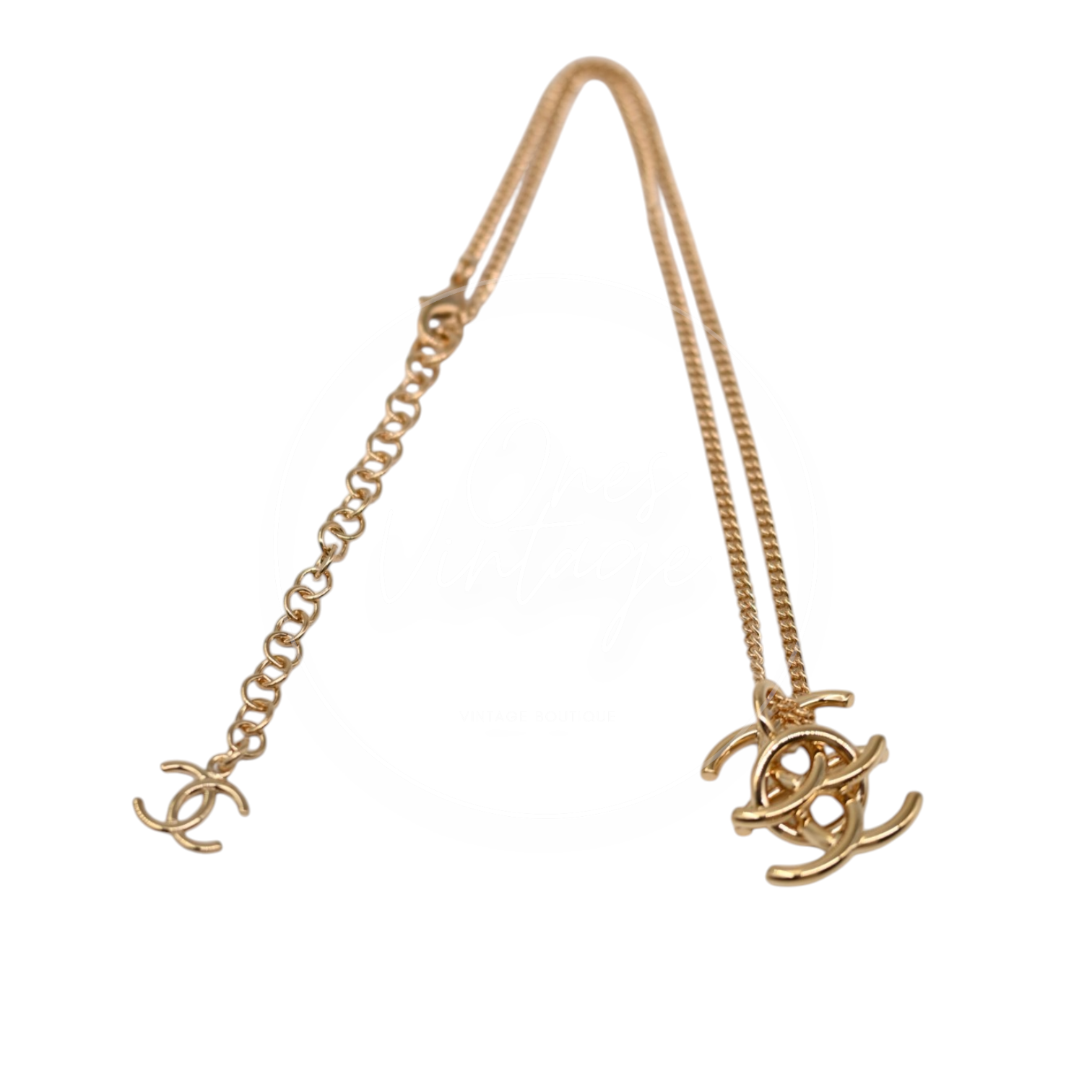 Chanel Interlocking CC Pendant Necklace GHW Gold 26A