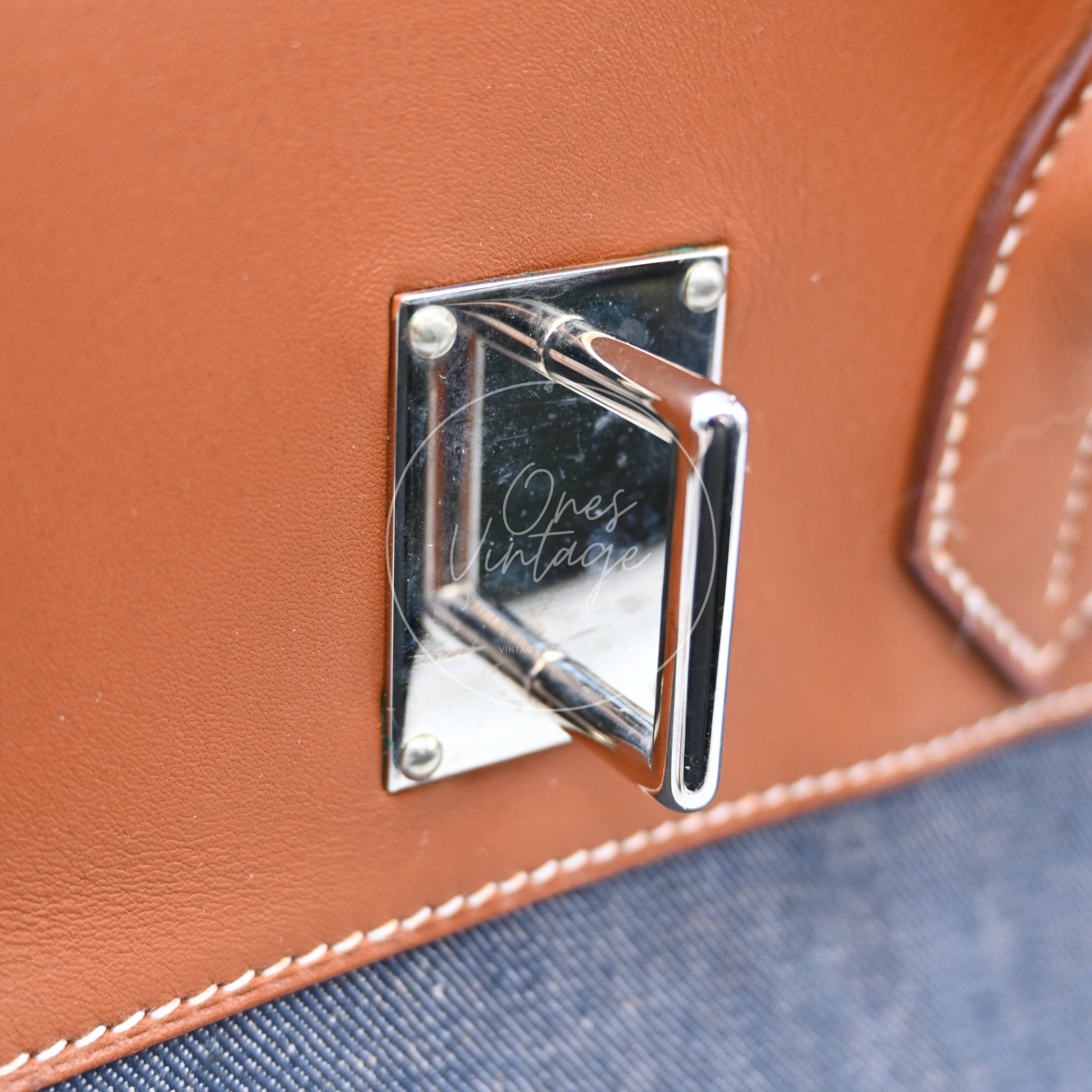 [Pre-owned] Hermes Birkin Shoulder Denim x Barenia Stamp Square I PHW Bag