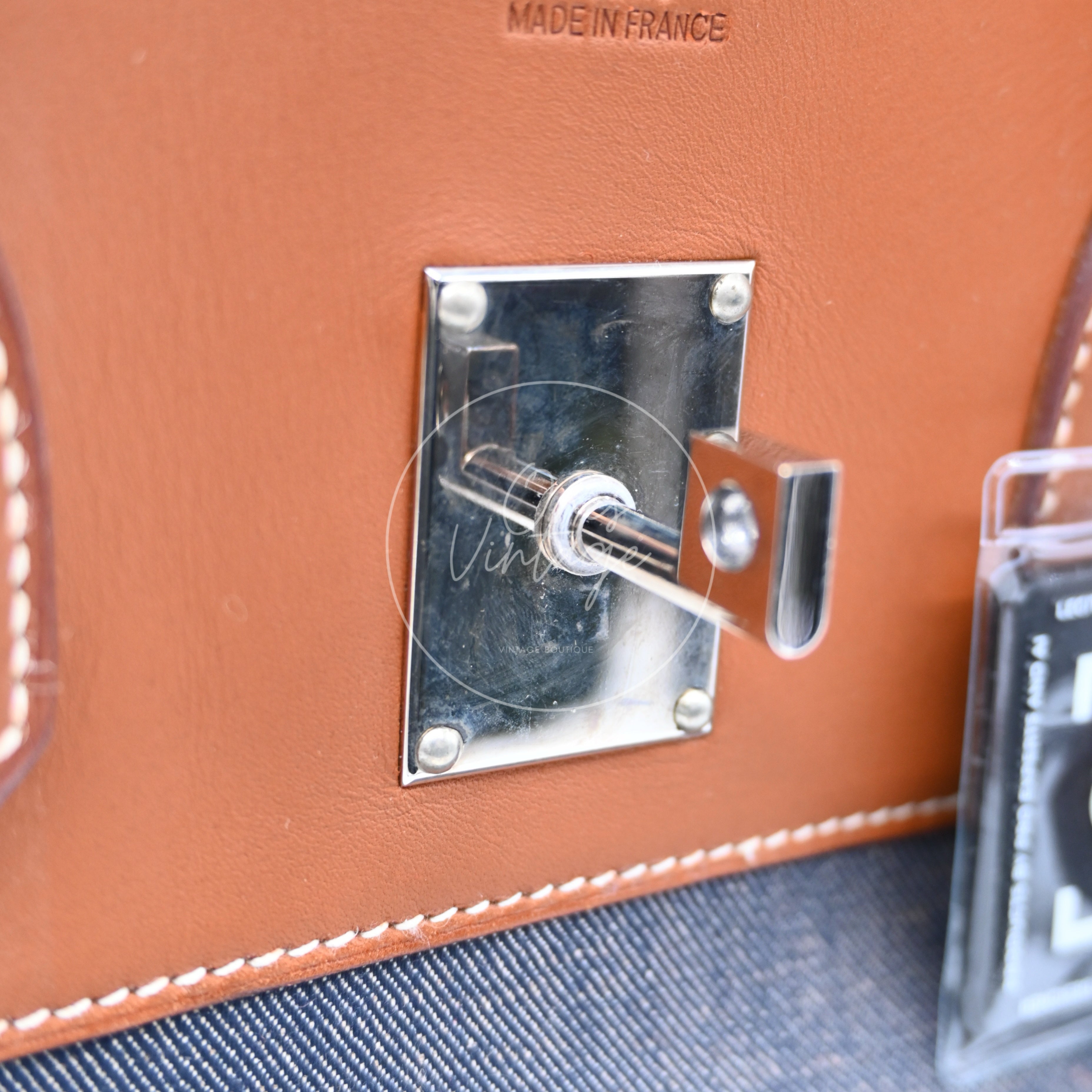 [Pre-owned] Hermes Birkin Shoulder Denim x Barenia Stamp Square I PHW Bag