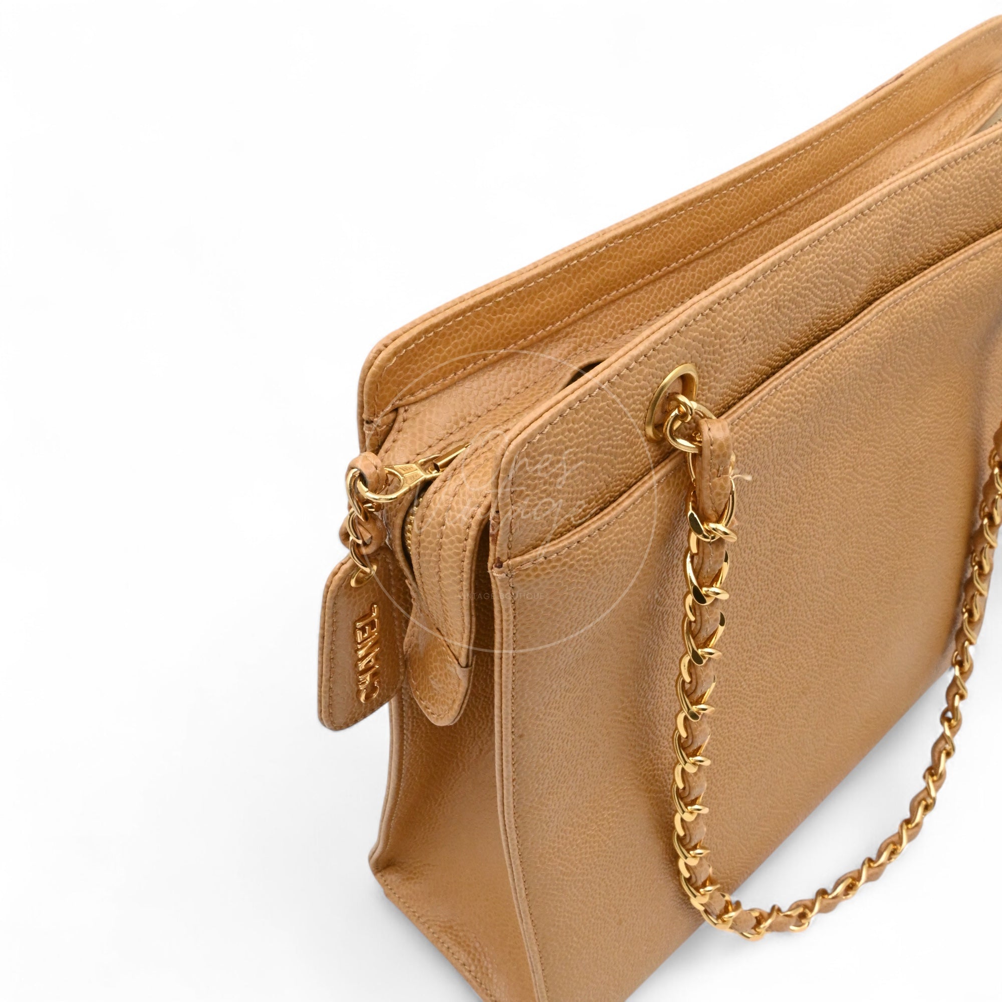 [Pre-owned] Chanel Beige Caviar Tote Bag