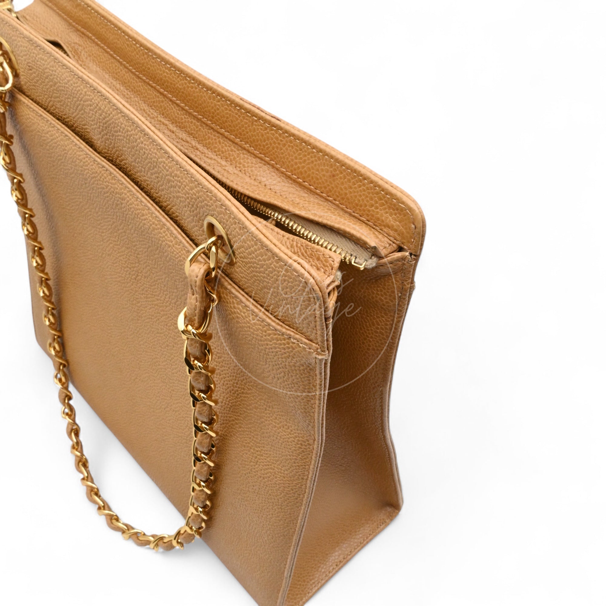 [Pre-owned] Chanel Beige Caviar Tote Bag