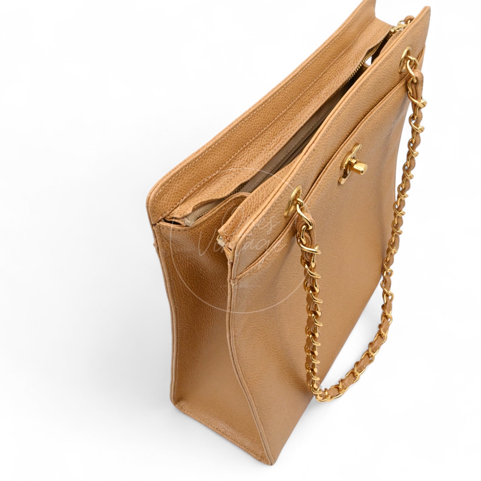 [Pre-owned] Chanel Beige Caviar Tote Bag