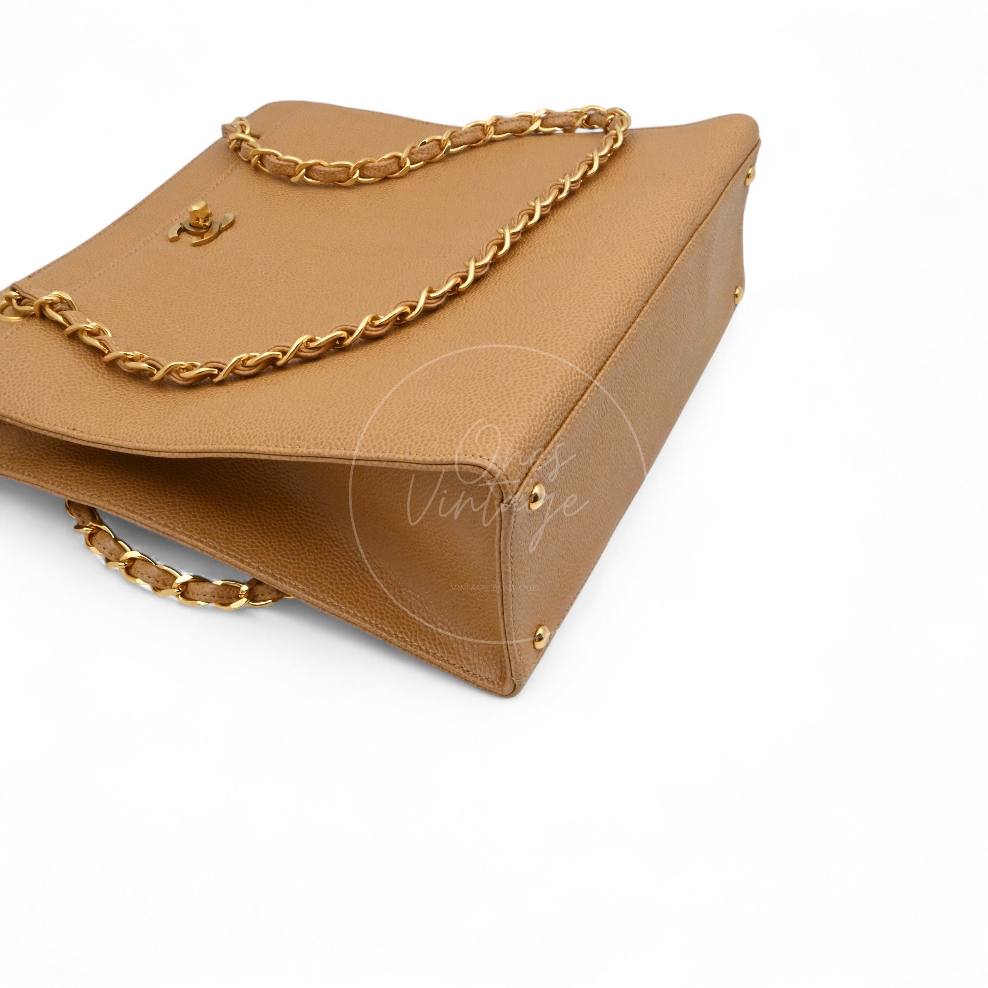 [Pre-owned] Chanel Beige Caviar Tote Bag