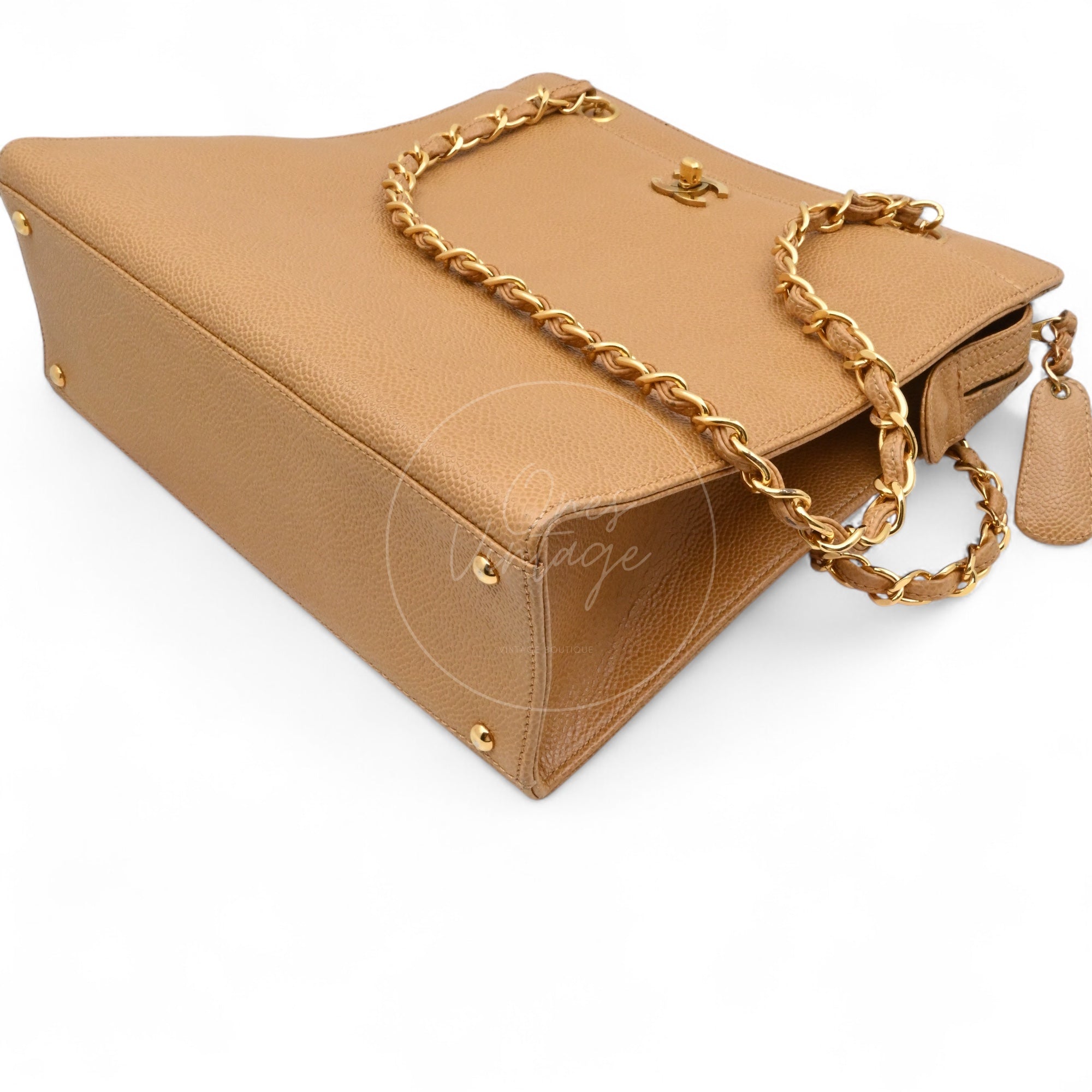 [Pre-owned] Chanel Beige Caviar Tote Bag