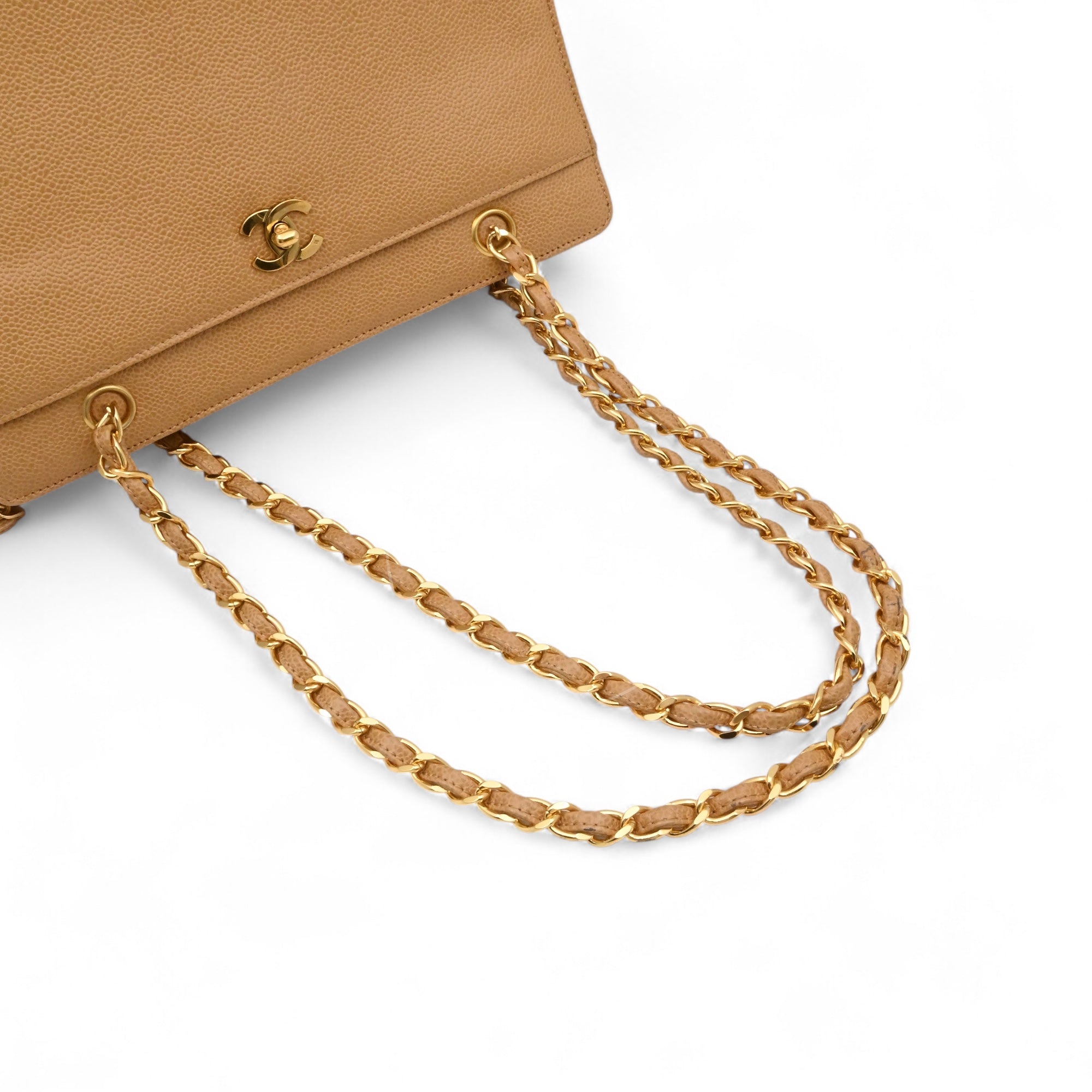 [Pre-owned] Chanel Beige Caviar Tote Bag