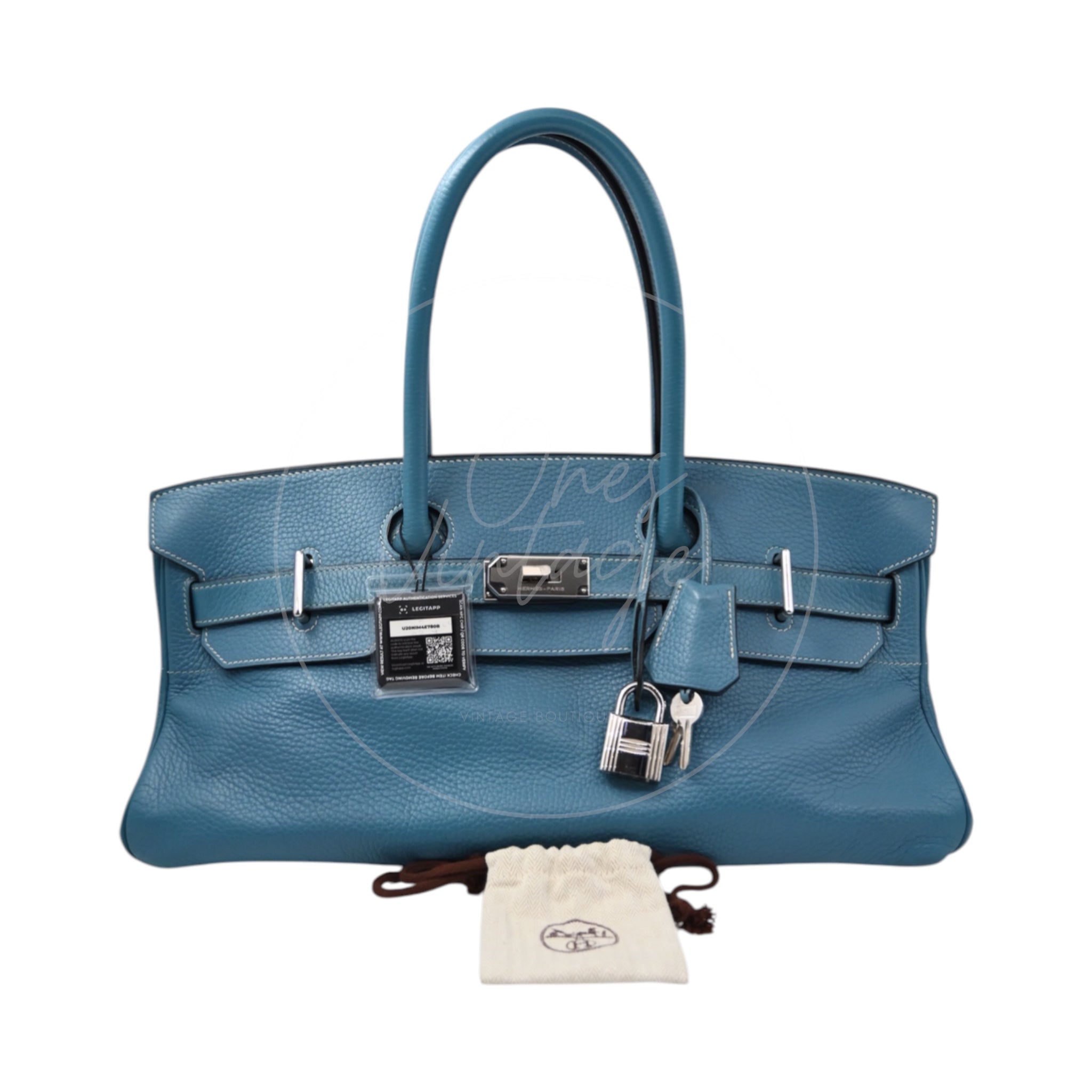 [Pre-owned] Hermes Birkin Shoulder Denim Blue Togo PHW Stamp Square I