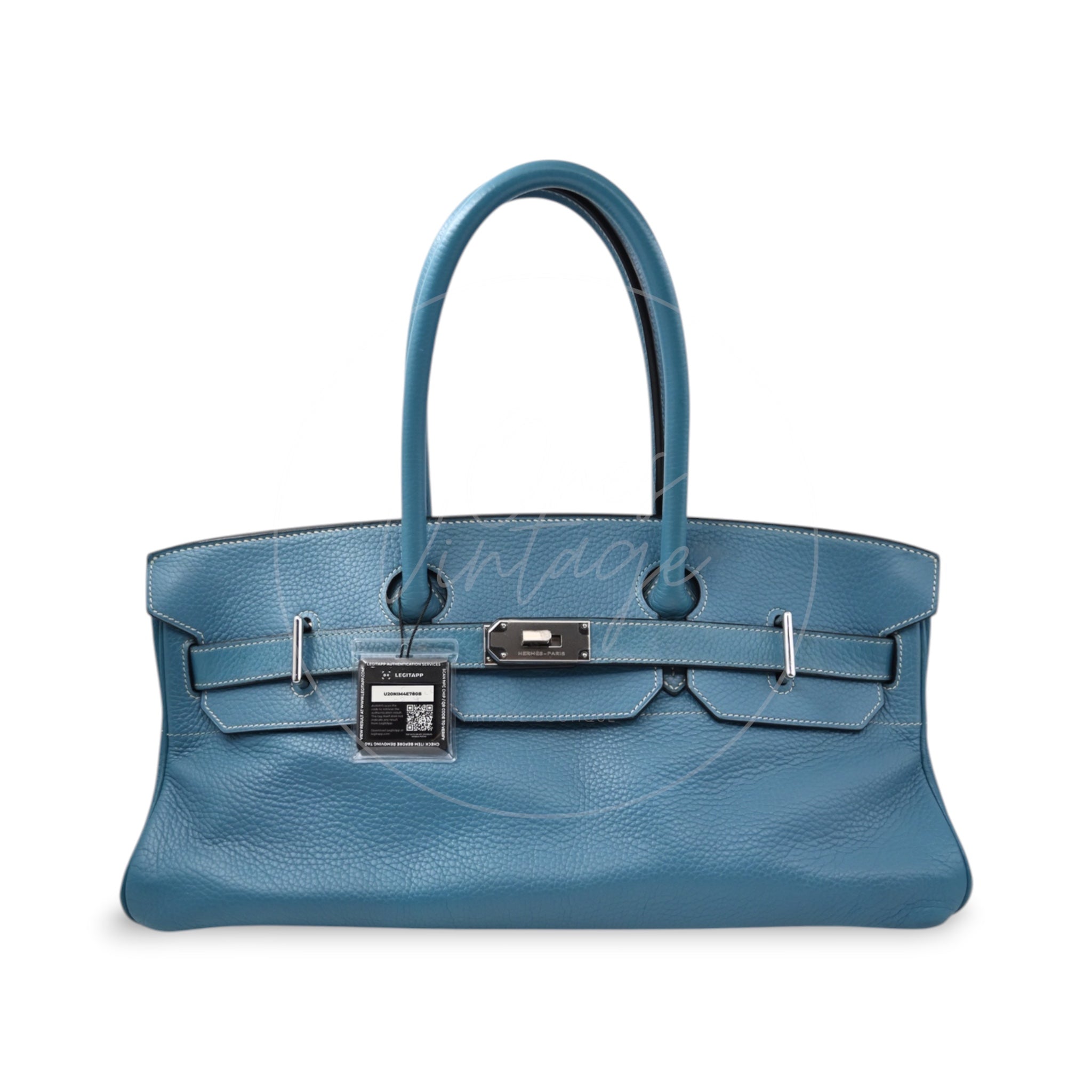 [Pre-owned] Hermes Birkin Shoulder Denim Blue Togo PHW Stamp Square I