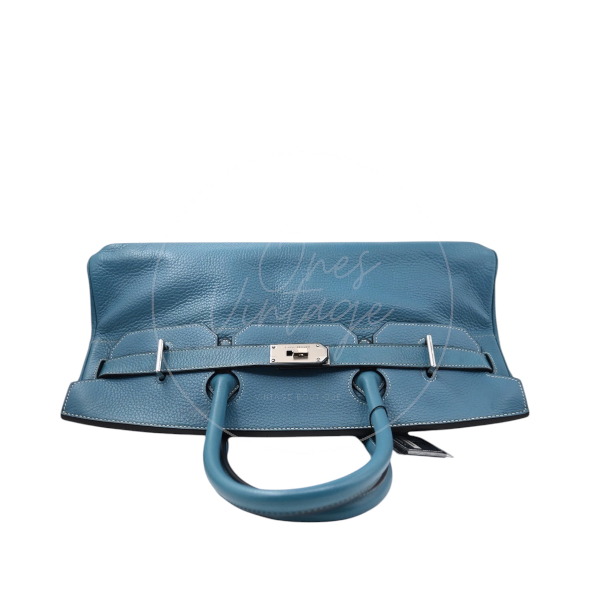 [Pre-owned] Hermes Birkin Shoulder Denim Blue Togo PHW Stamp Square I