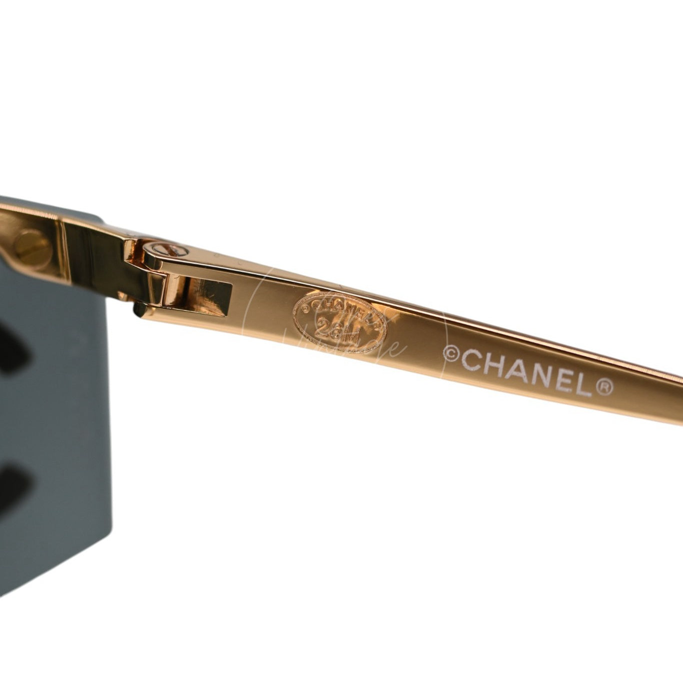 Chanel Sunglasses Gold-Tone Metal Frame Black Gold 26M