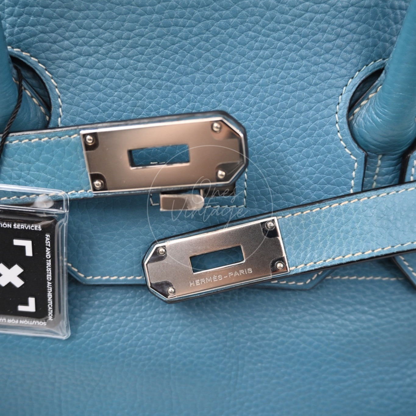 [Pre-owned] Hermes Birkin Shoulder Denim Blue Togo PHW Stamp Square I