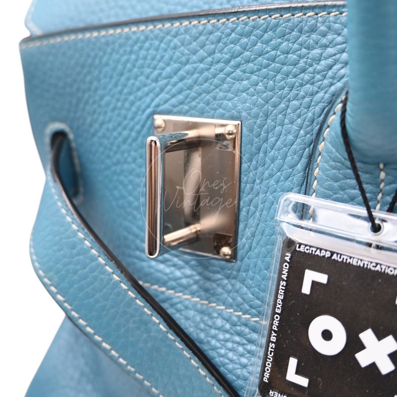[Pre-owned] Hermes Birkin Shoulder Denim Blue Togo PHW Stamp Square I