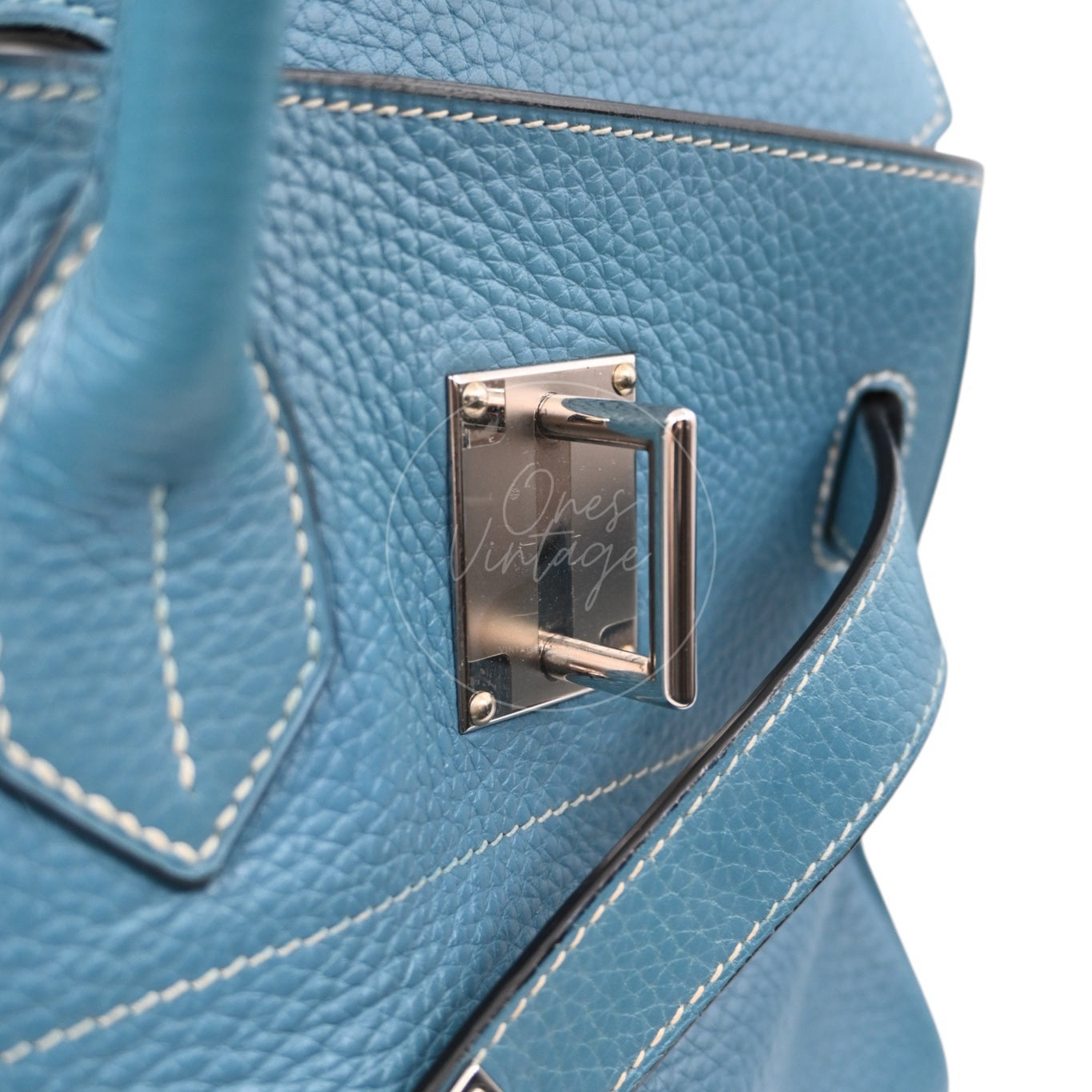 [Pre-owned] Hermes Birkin Shoulder Denim Blue Togo PHW Stamp Square I