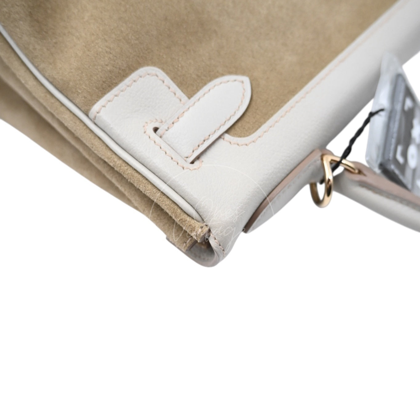 [Pre-owned] Hermes Kelly 32 Bag Gris Perle Evercolor and Veau Doblis Stamp Square Q