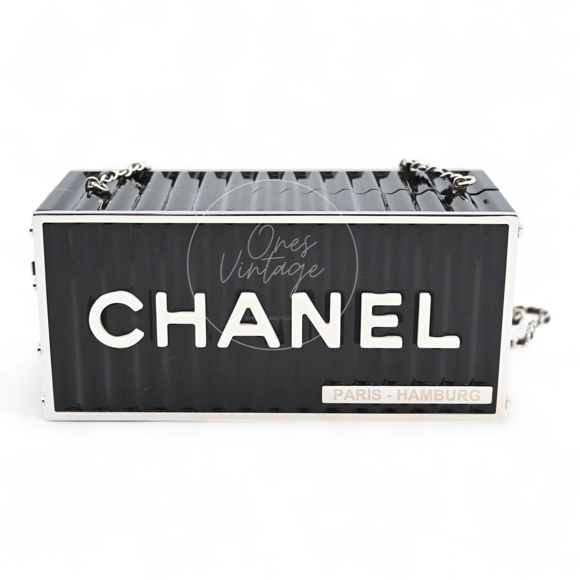 [Pre-owned] Chanel Black Purple Container Minaudiere Evening Bag series 25