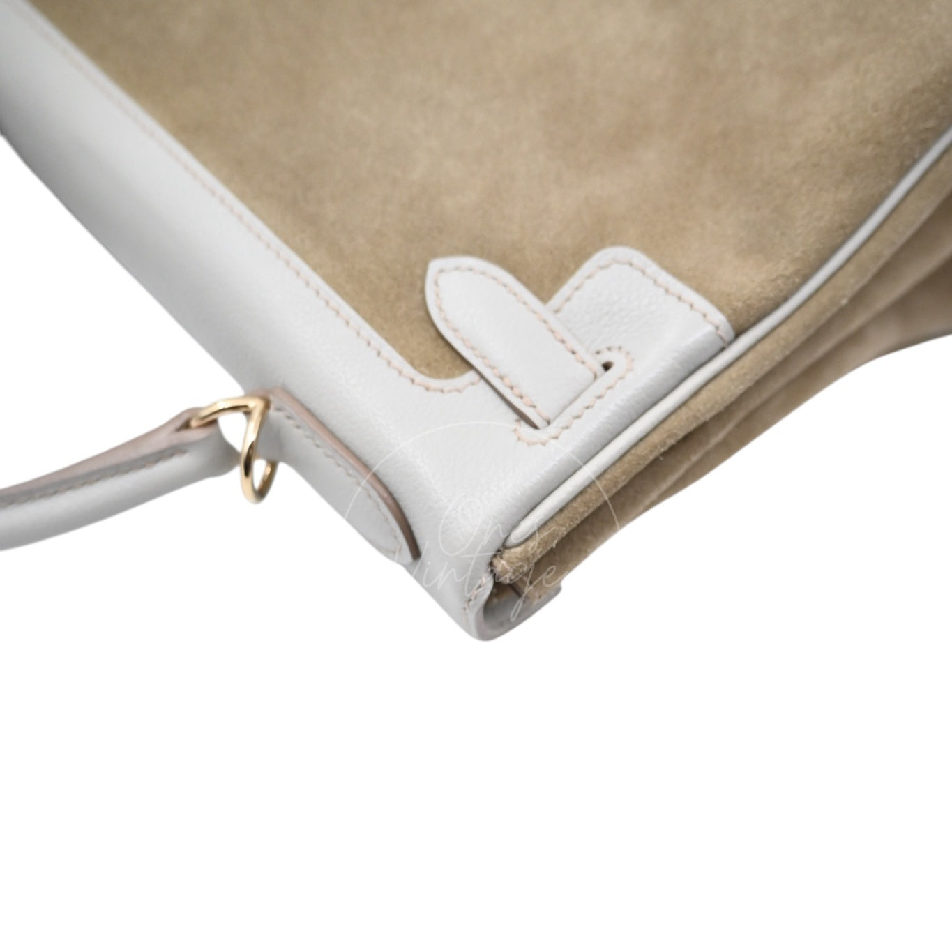 [Pre-owned] Hermes Kelly 32 Bag Gris Perle Evercolor and Veau Doblis Stamp Square Q