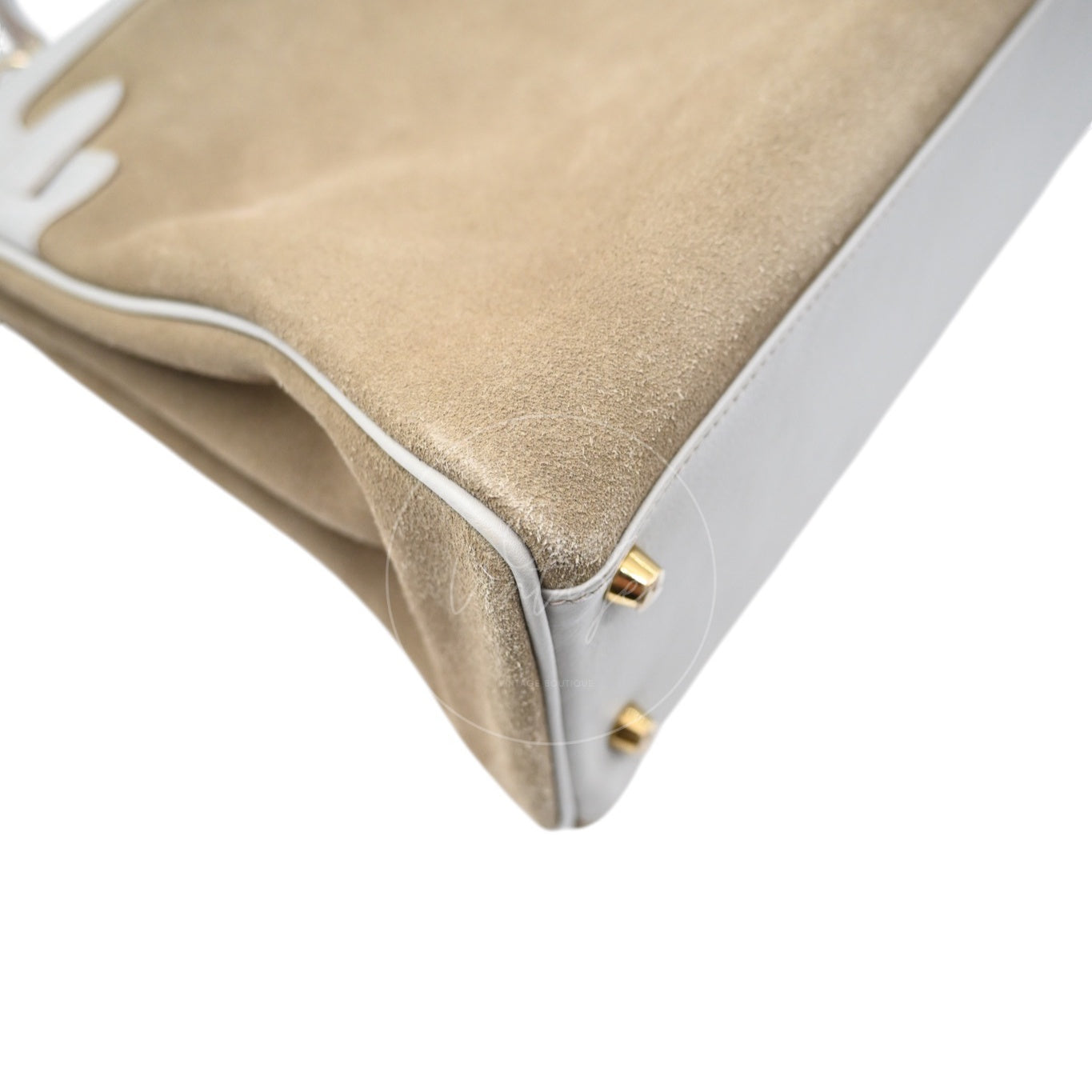 [Pre-owned] Hermes Kelly 32 Bag Gris Perle Evercolor and Veau Doblis Stamp Square Q