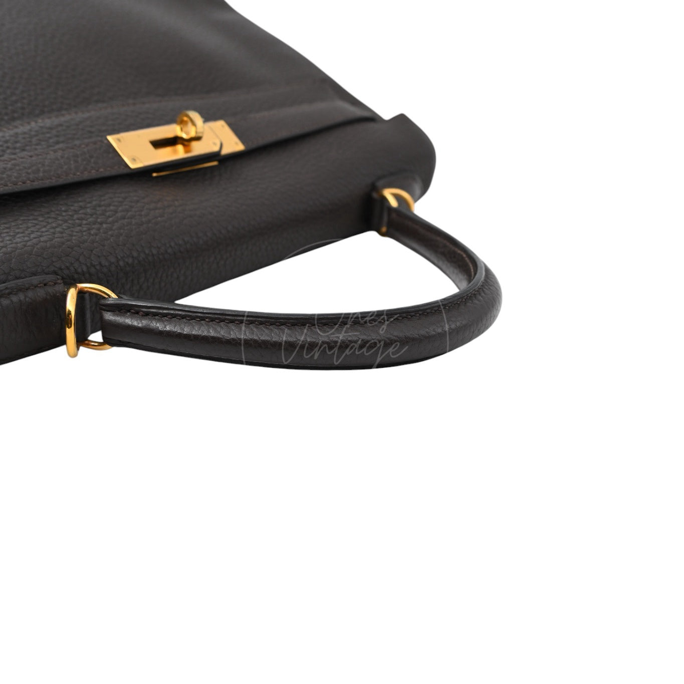 [Pre-owned] Hermes Kelly 32 Ebene Togo Stamp Square P Handbag