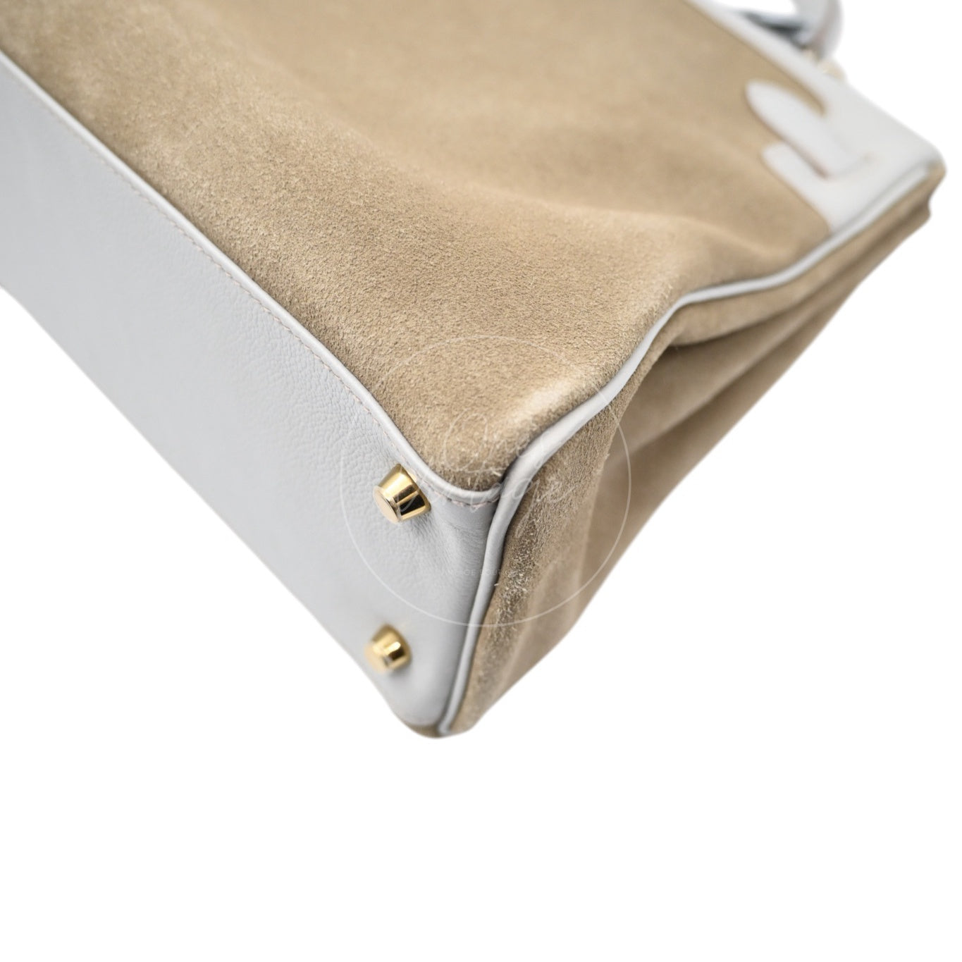 [Pre-owned] Hermes Kelly 32 Bag Gris Perle Evercolor and Veau Doblis Stamp Square Q