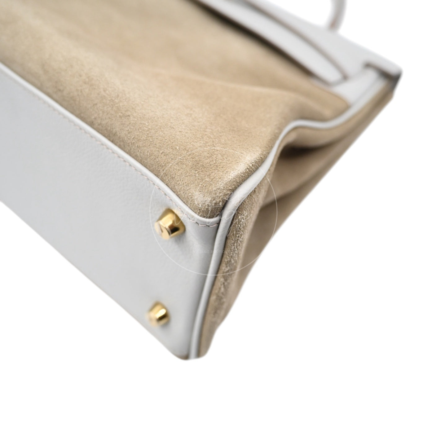 [Pre-owned] Hermes Kelly 32 Bag Gris Perle Evercolor and Veau Doblis Stamp Square Q