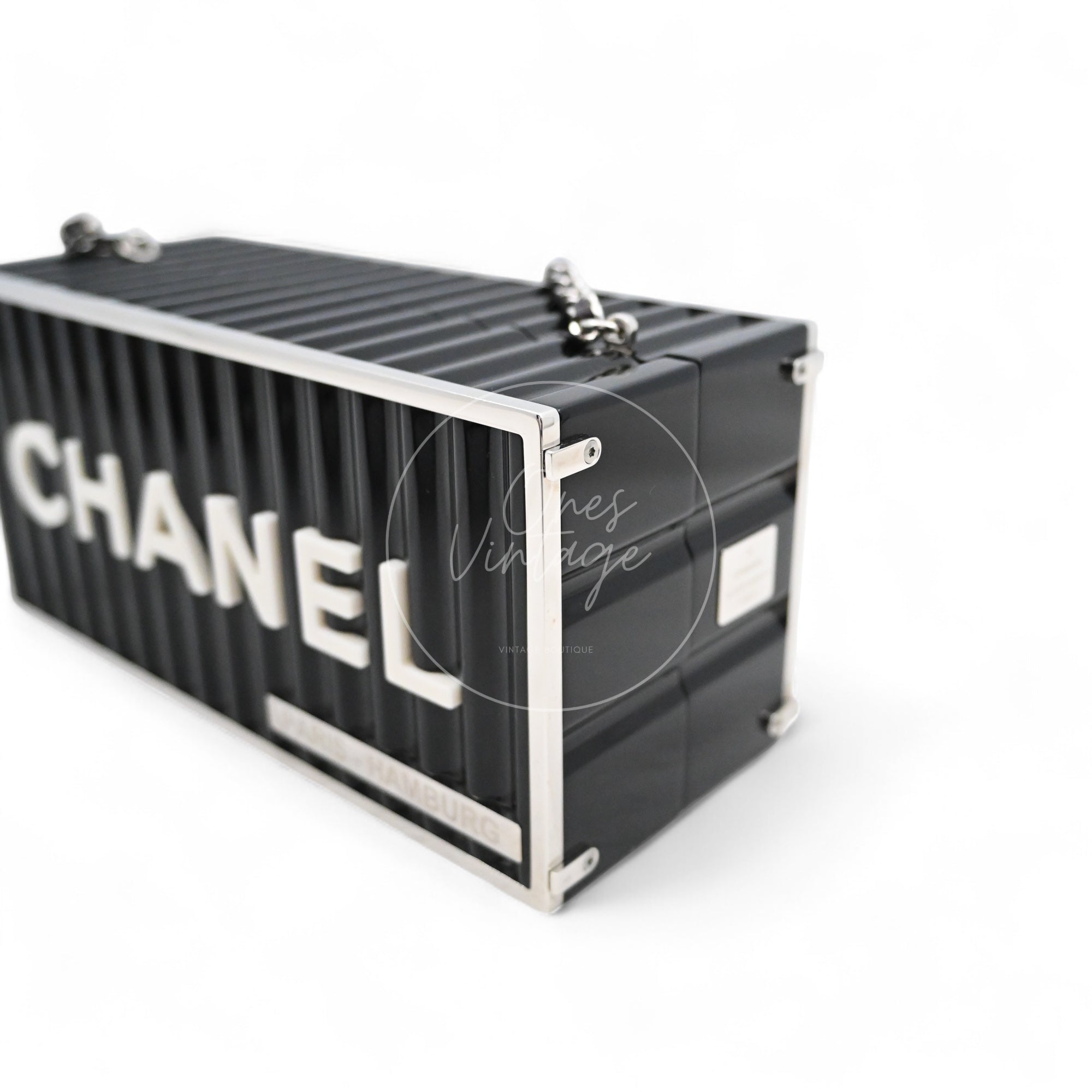 [Pre-owned] Chanel Black Purple Container Minaudiere Evening Bag series 25