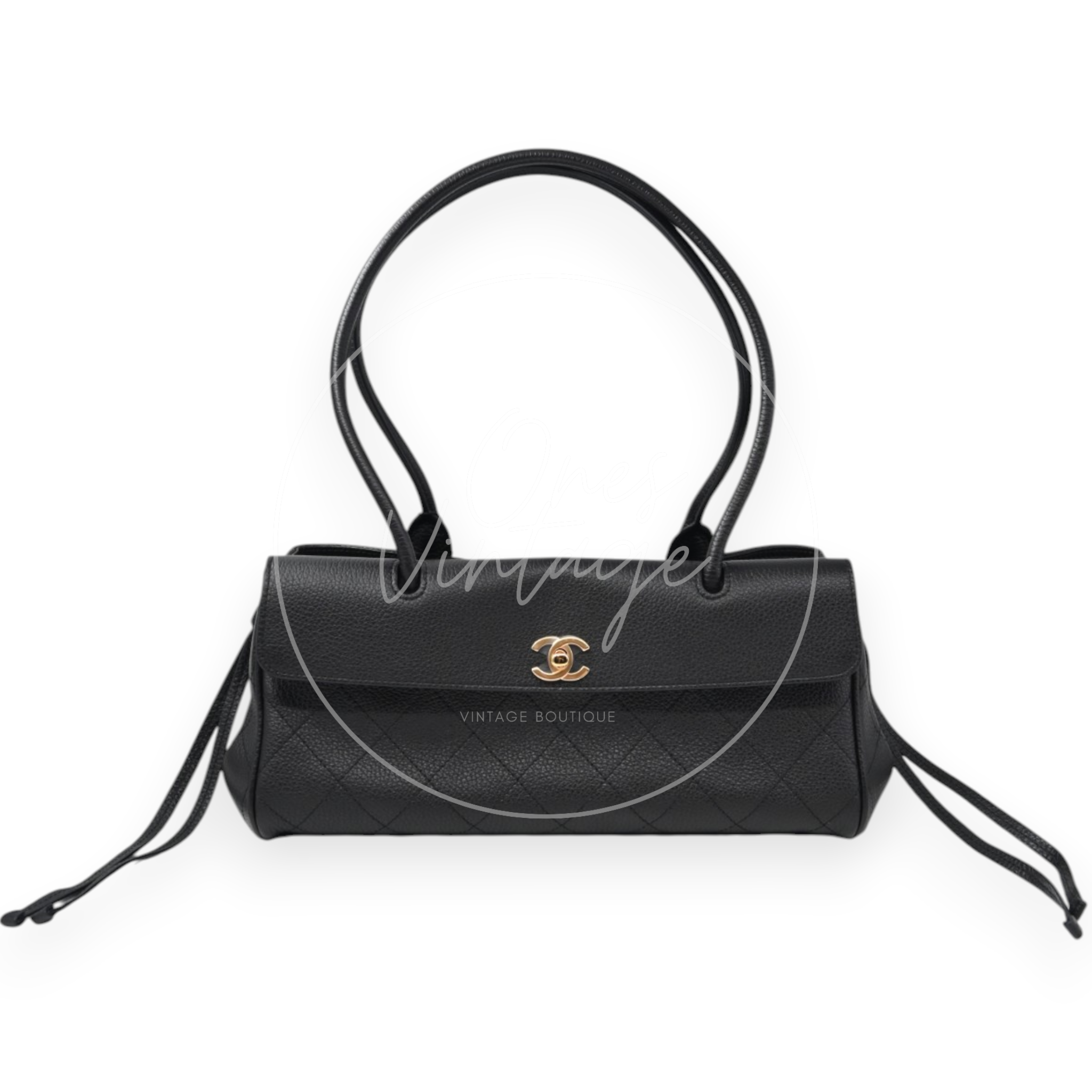 Chanel Small Urban Essential East West Caviar Shopping Tote Bag Black GHW