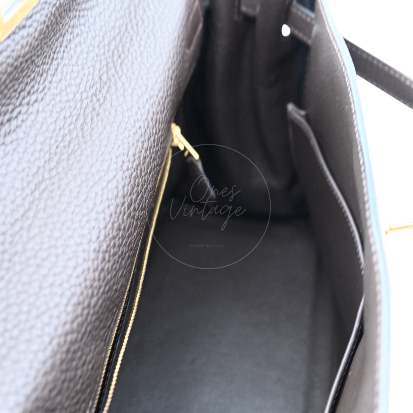 [Pre-owned] Hermes Kelly 32 Ebene Togo Stamp Square P Handbag