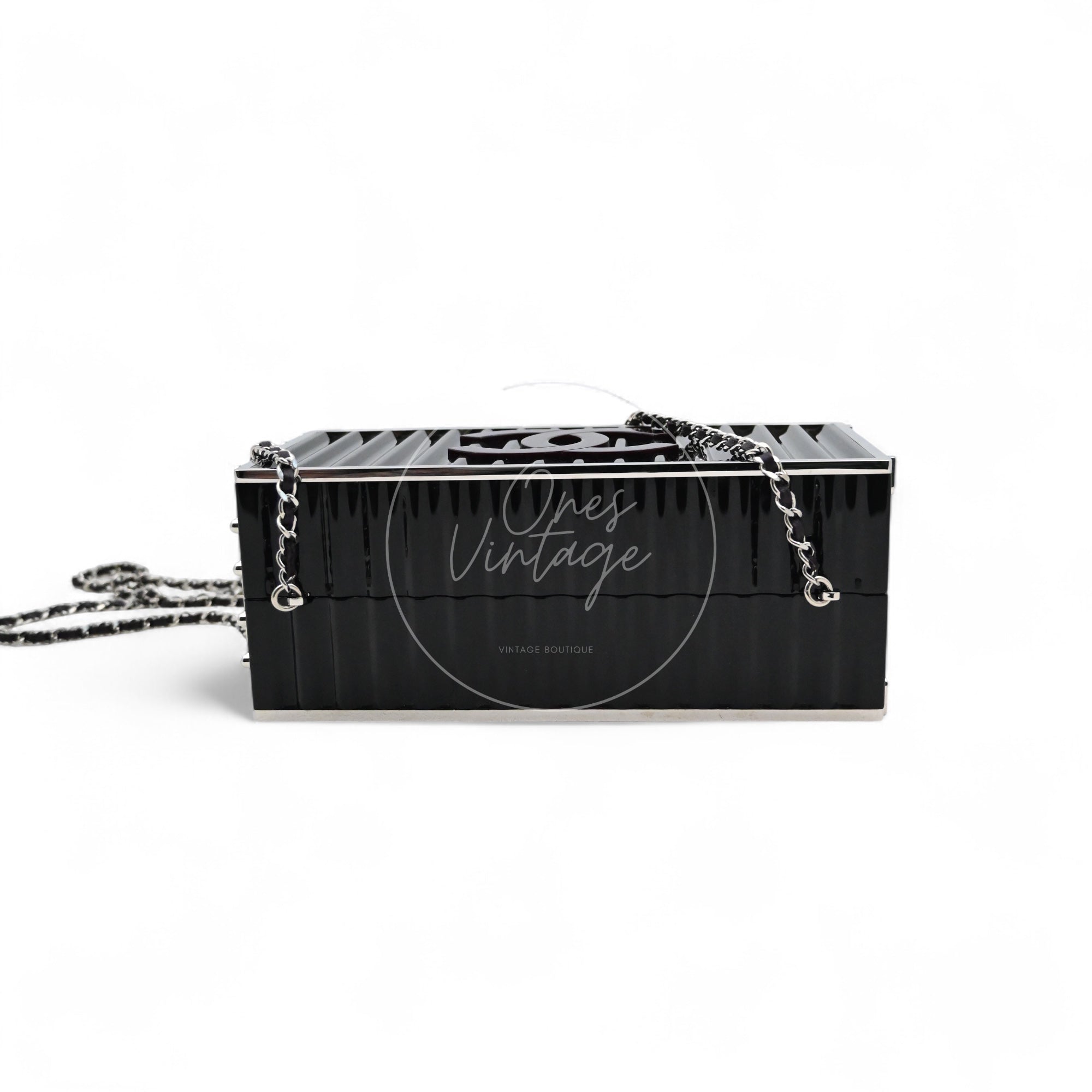 [Pre-owned] Chanel Black Purple Container Minaudiere Evening Bag series 25