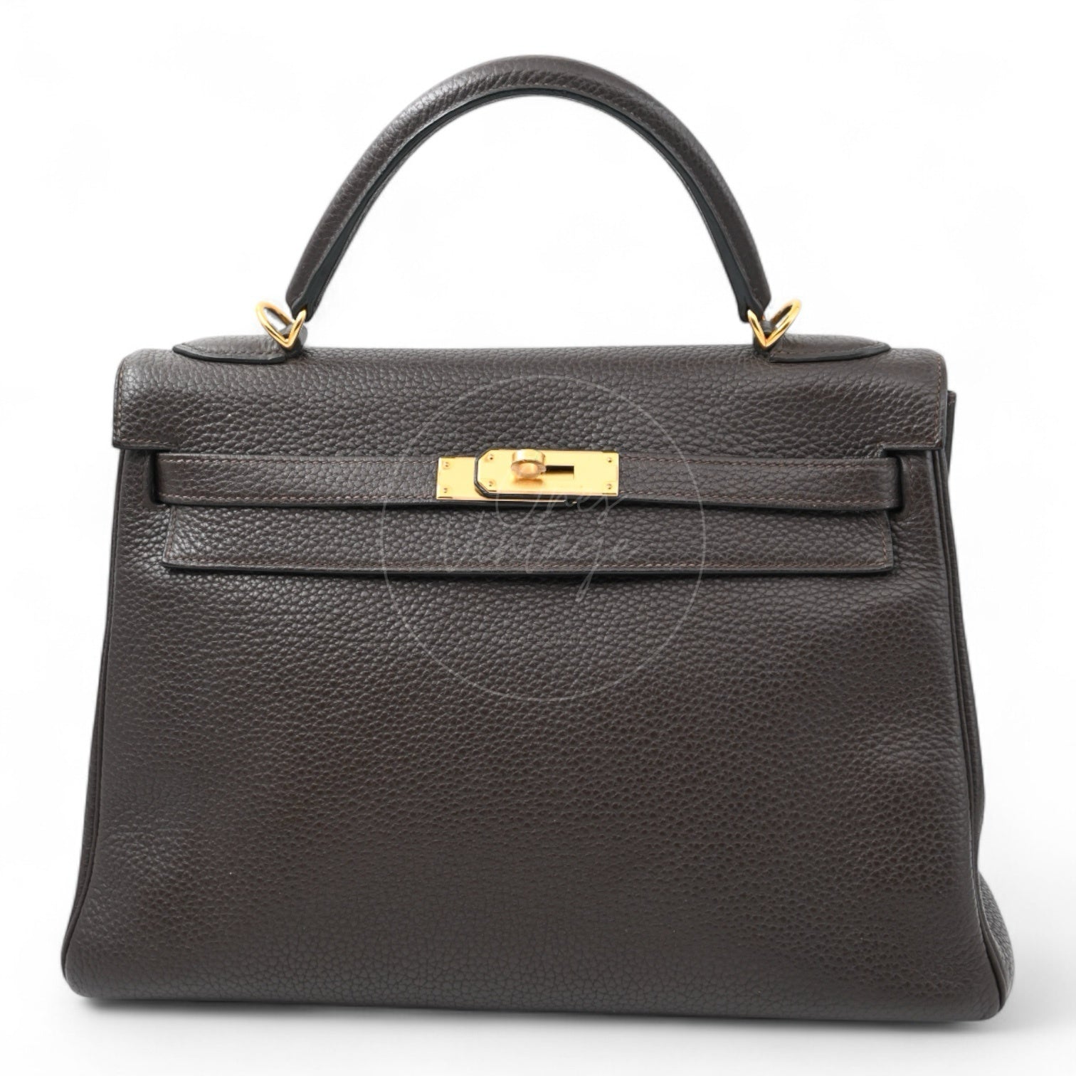 [Pre-owned] Hermes Kelly 32 Ebene Togo Stamp Square P Handbag