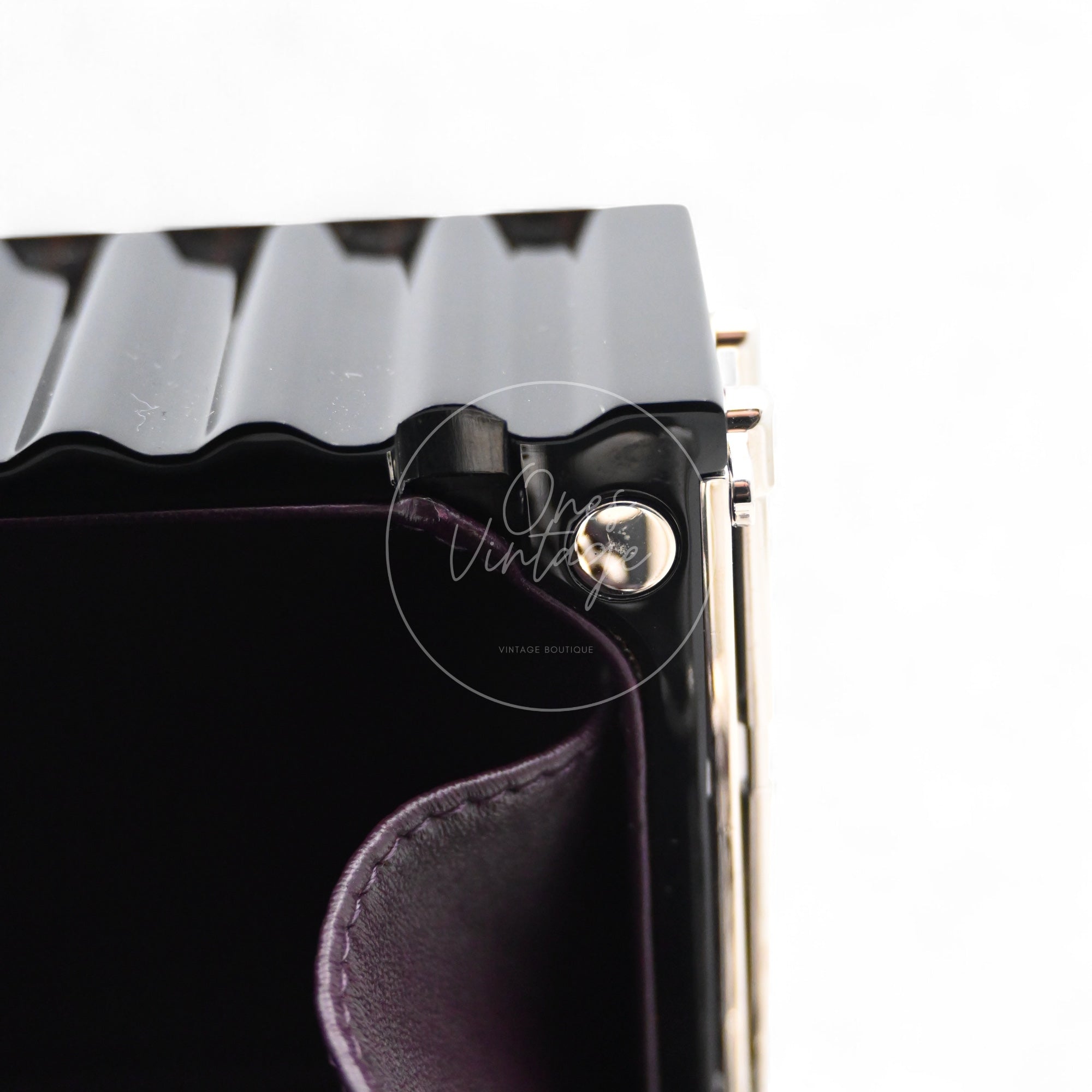 [Pre-owned] Chanel Black Purple Container Minaudiere Evening Bag series 25