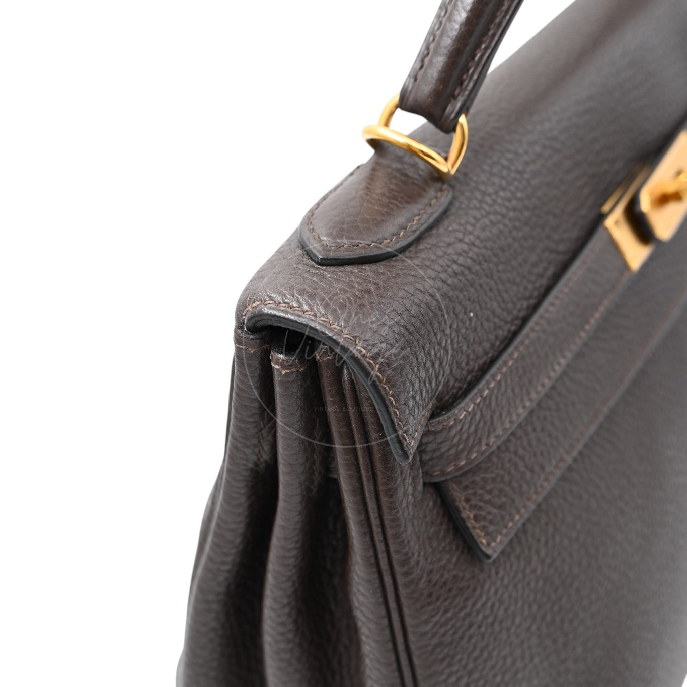 [Pre-owned] Hermes Kelly 32 Ebene Togo Stamp Square P Handbag