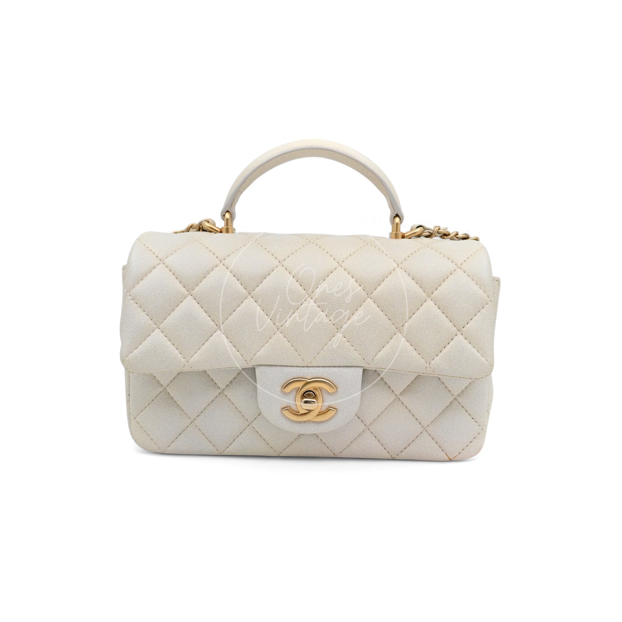 [Pre-owned] Chanel Pearl Caviar Rectangular Mini with Top Handle