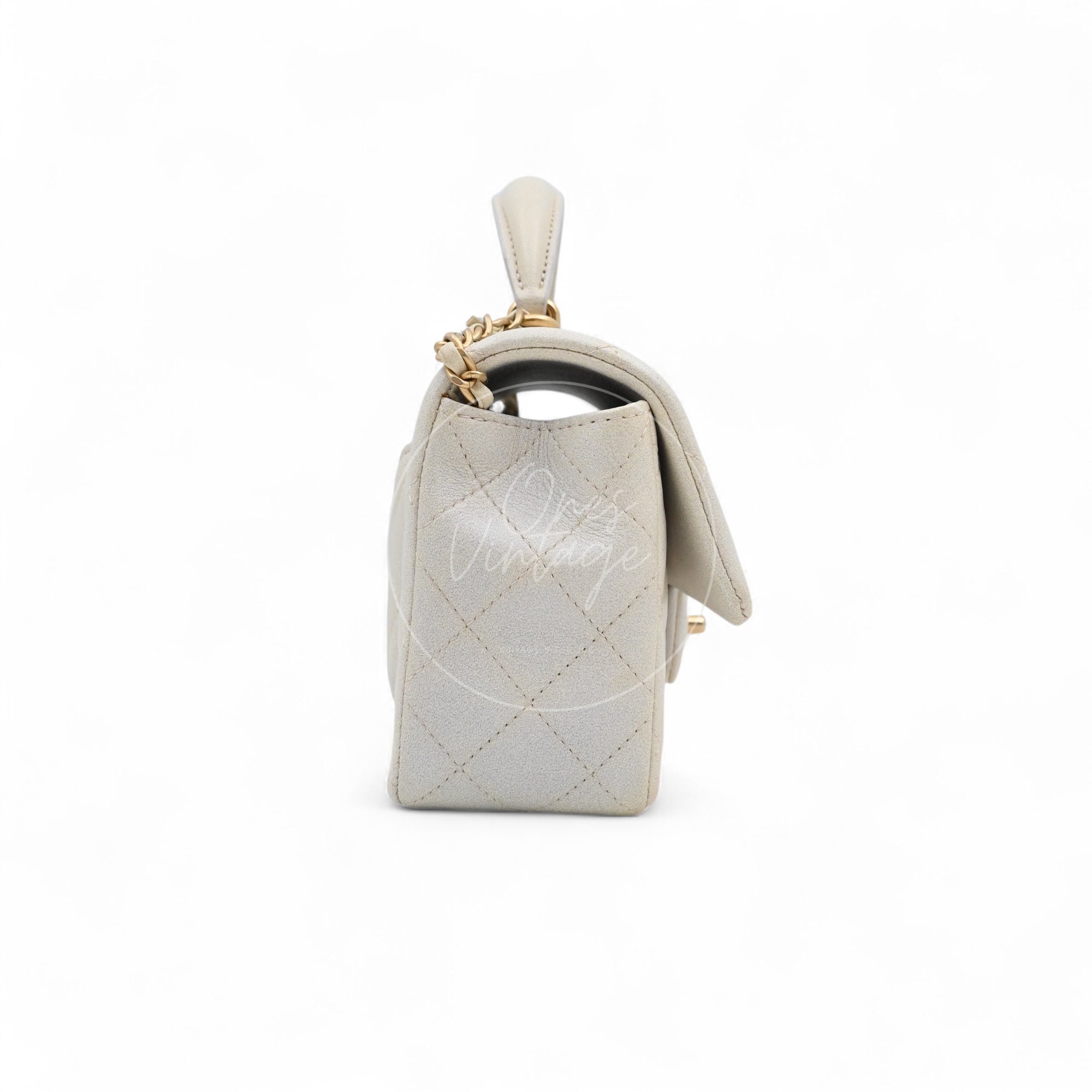 [Pre-owned] Chanel Rectangualr Mini with Handle White
