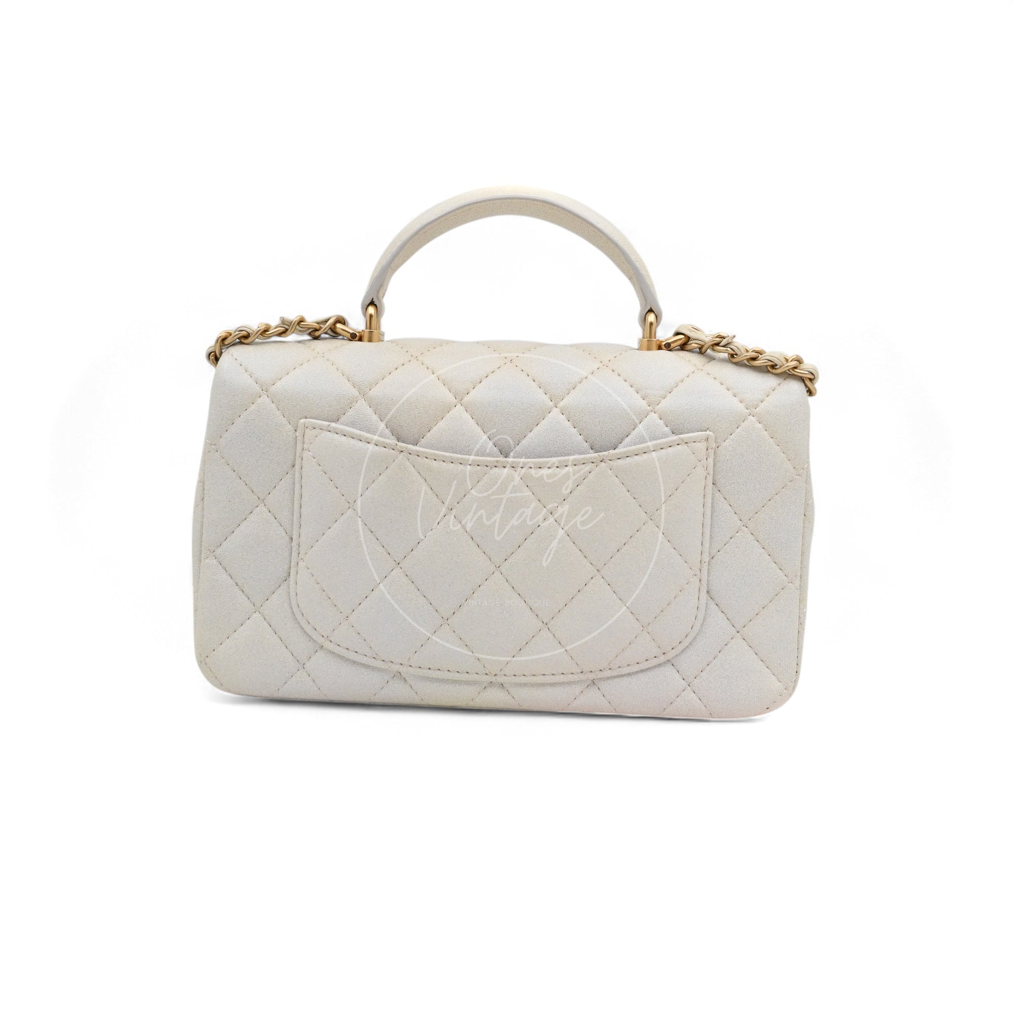 [Pre-owned] Chanel Pearl Caviar Rectangular Mini with Top Handle