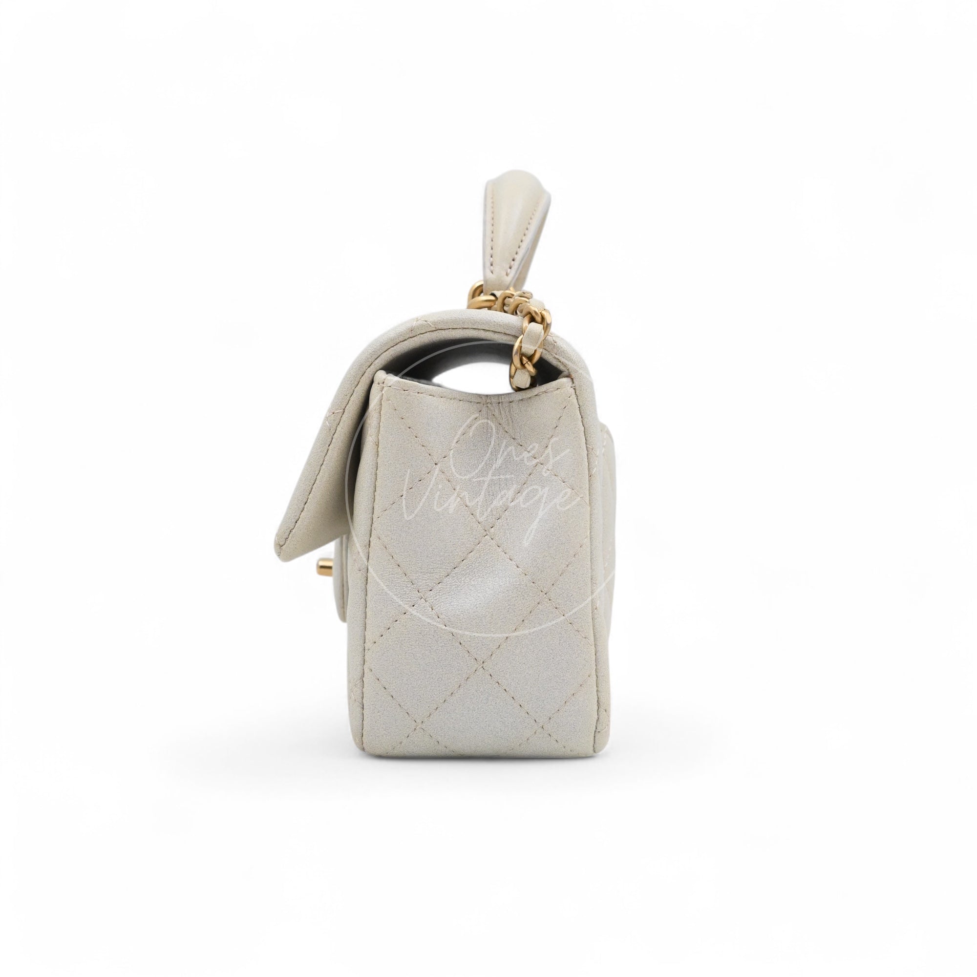 [Pre-owned] Chanel Rectangualr Mini with Handle White